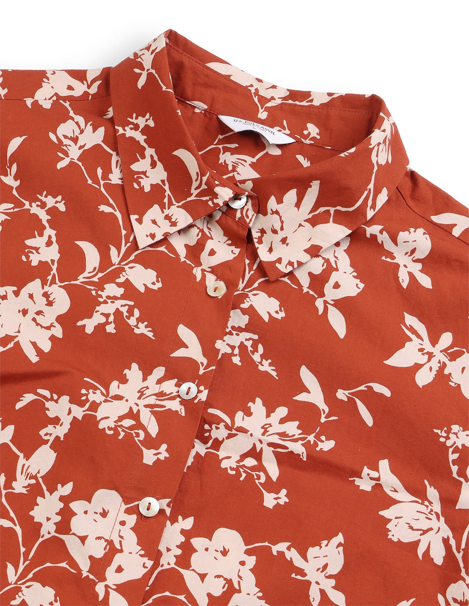 Floral Printed Regular Fit Shirt Rust - U.S. Polo Assn. India | Large