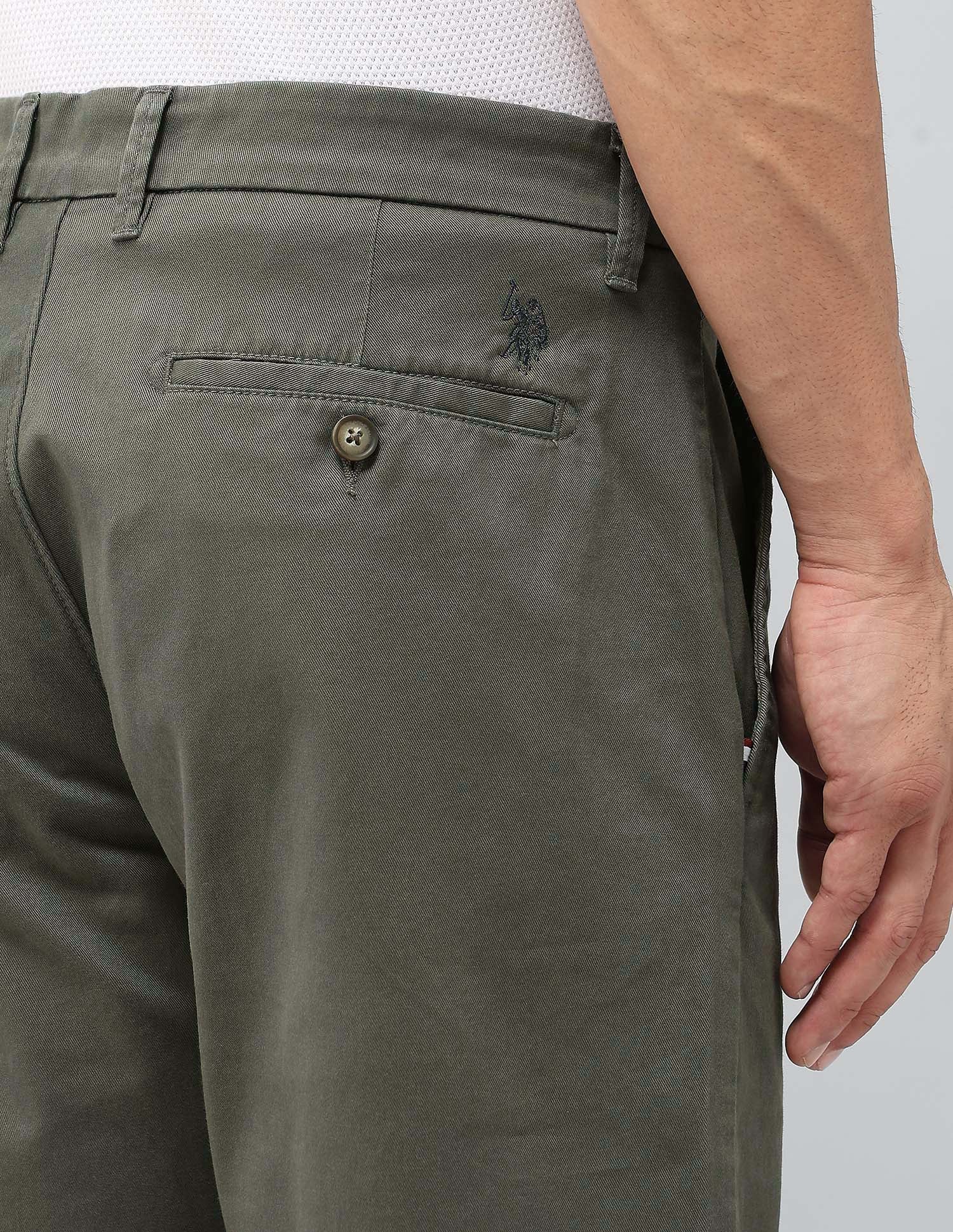 Riley Straight Fit Twill Trousers Olive - U.S. POLO ASSN. | Large