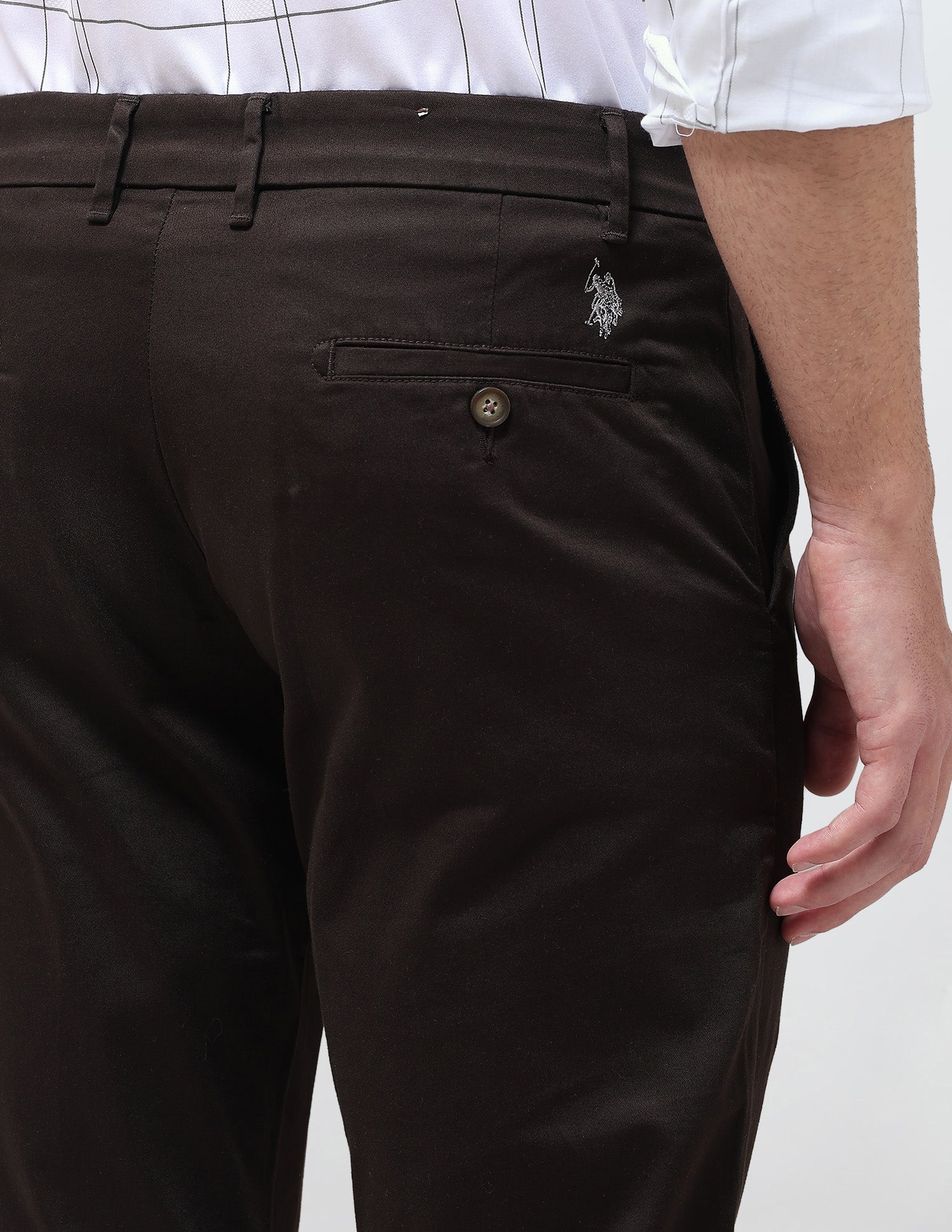 Super Slim Fit Satin Trousers Brown - U.S. Polo Assn. India | Large