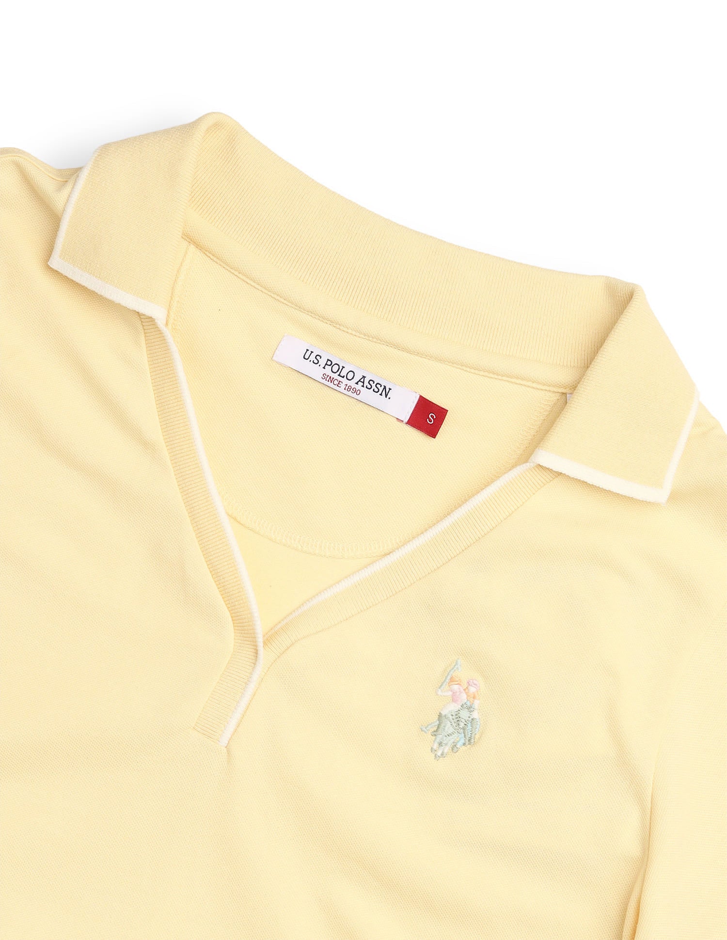 Half Collar Solid Polo Shirt Yellow - U.S. Polo Assn. India | Large