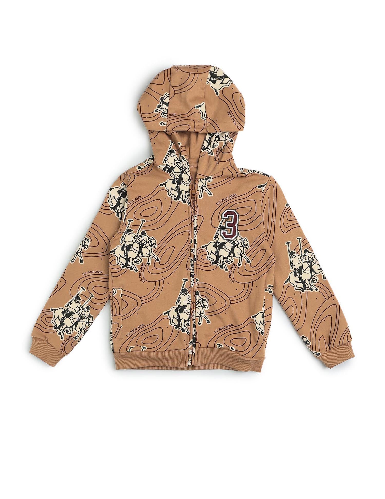 Boys Graphic Brand Printed Regular Fit Sweatshirt Light Brown - U.S. POLO ASSN. | Large