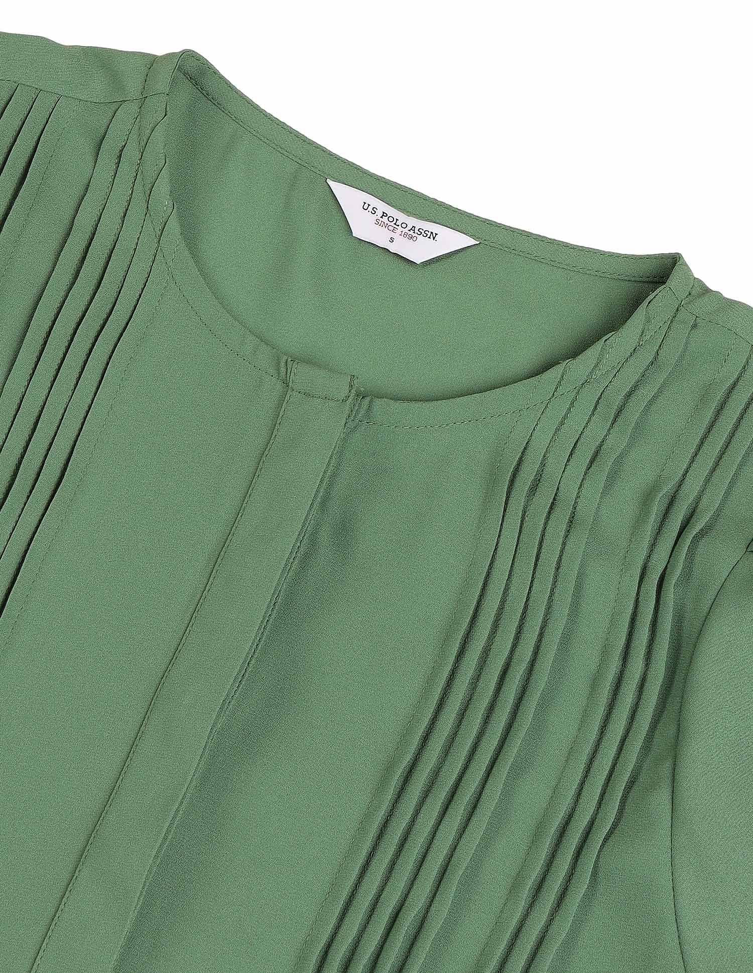 Pintucked Regular Fit Top Green - U.S. POLO ASSN. | Large