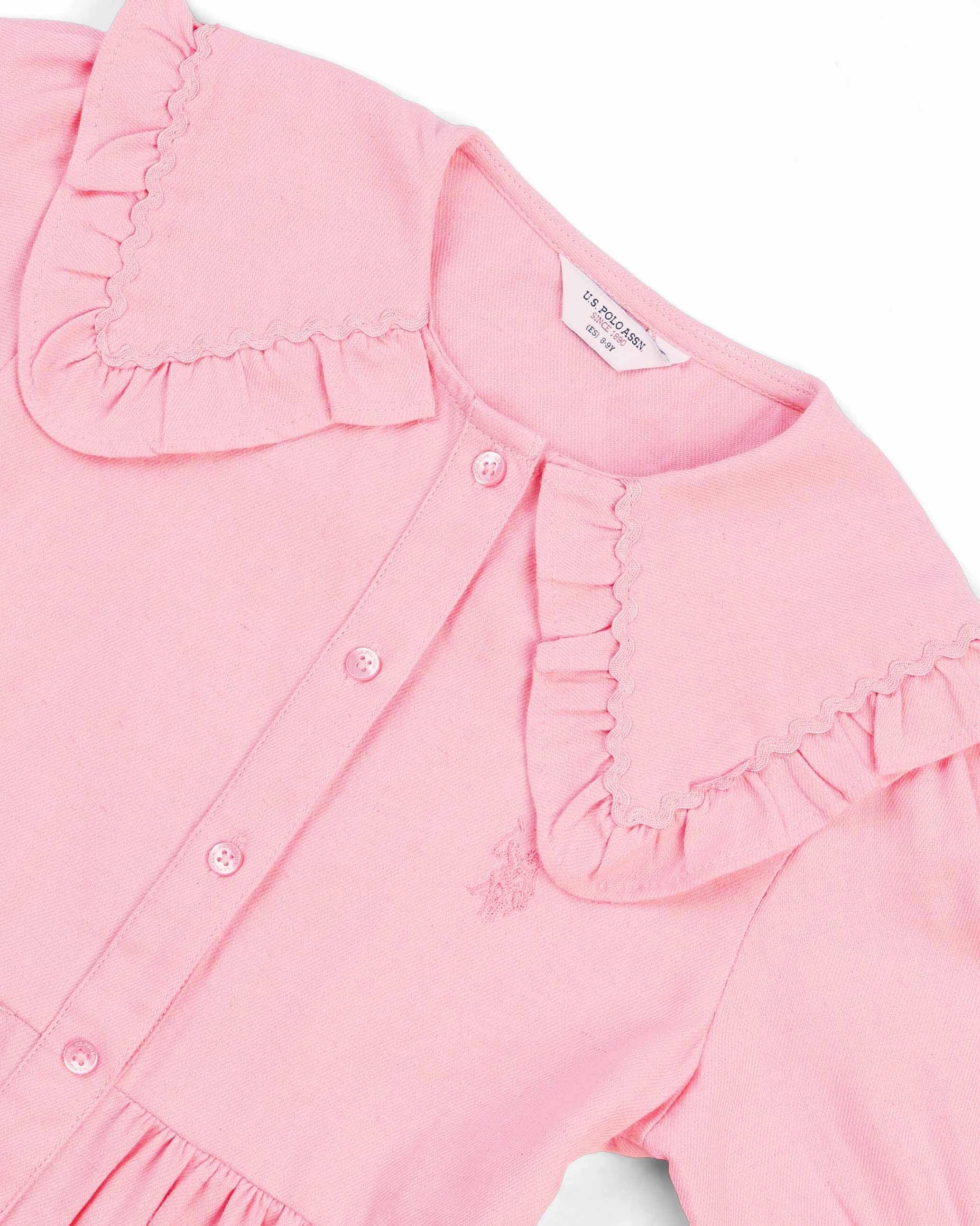 Girls Cape Collar Solid Mini Dress Light Pink - U.S. POLO ASSN. | Large