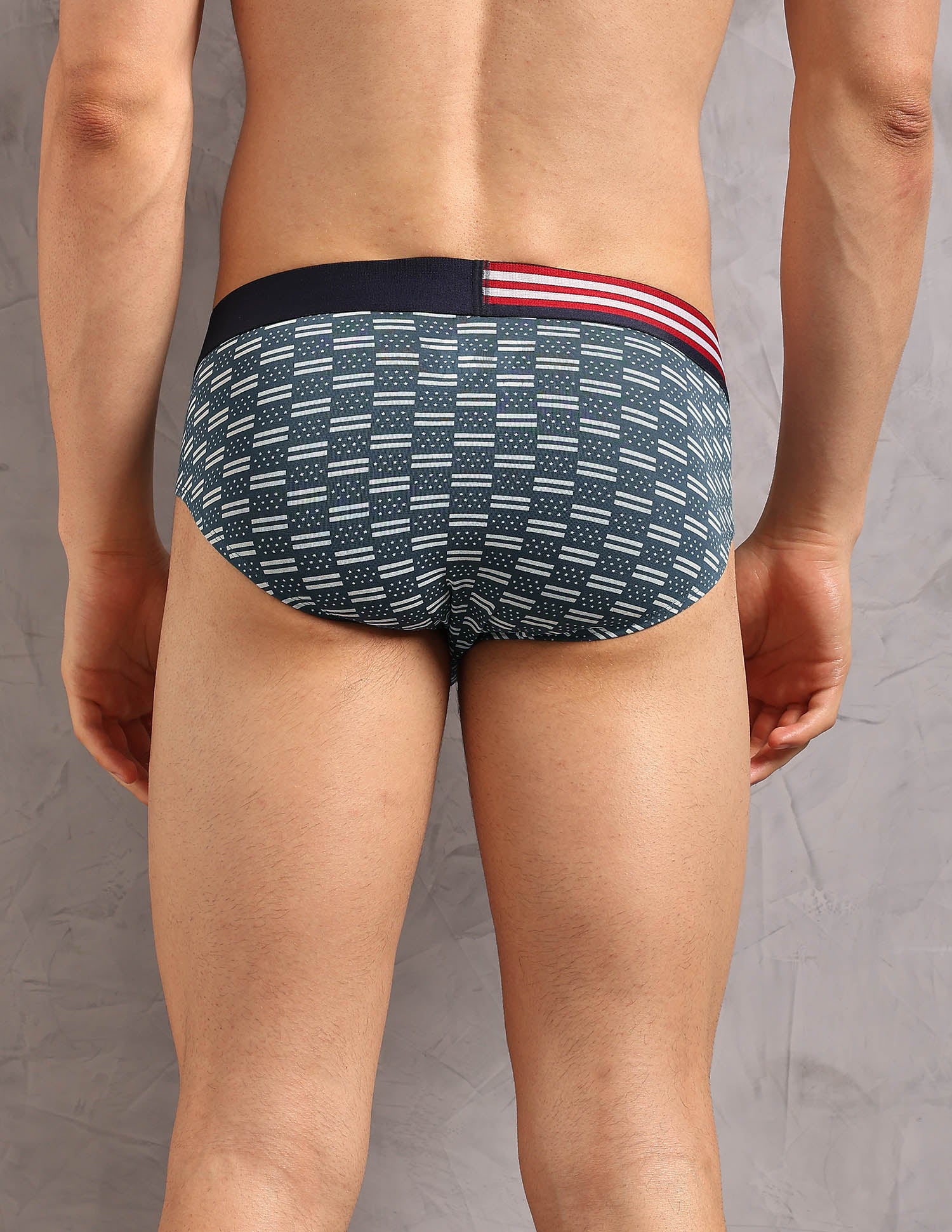 Printed Low Rise OEB20 Briefs - Pack Of 3 Orion Blue, Buring Sea and Asphalight - U.S. Polo Assn. India | Large