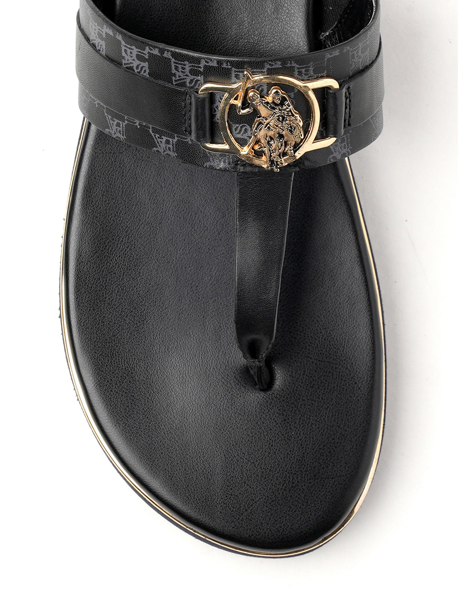 Women Abigail Flat Sandals Black - U.S. POLO ASSN. | Large