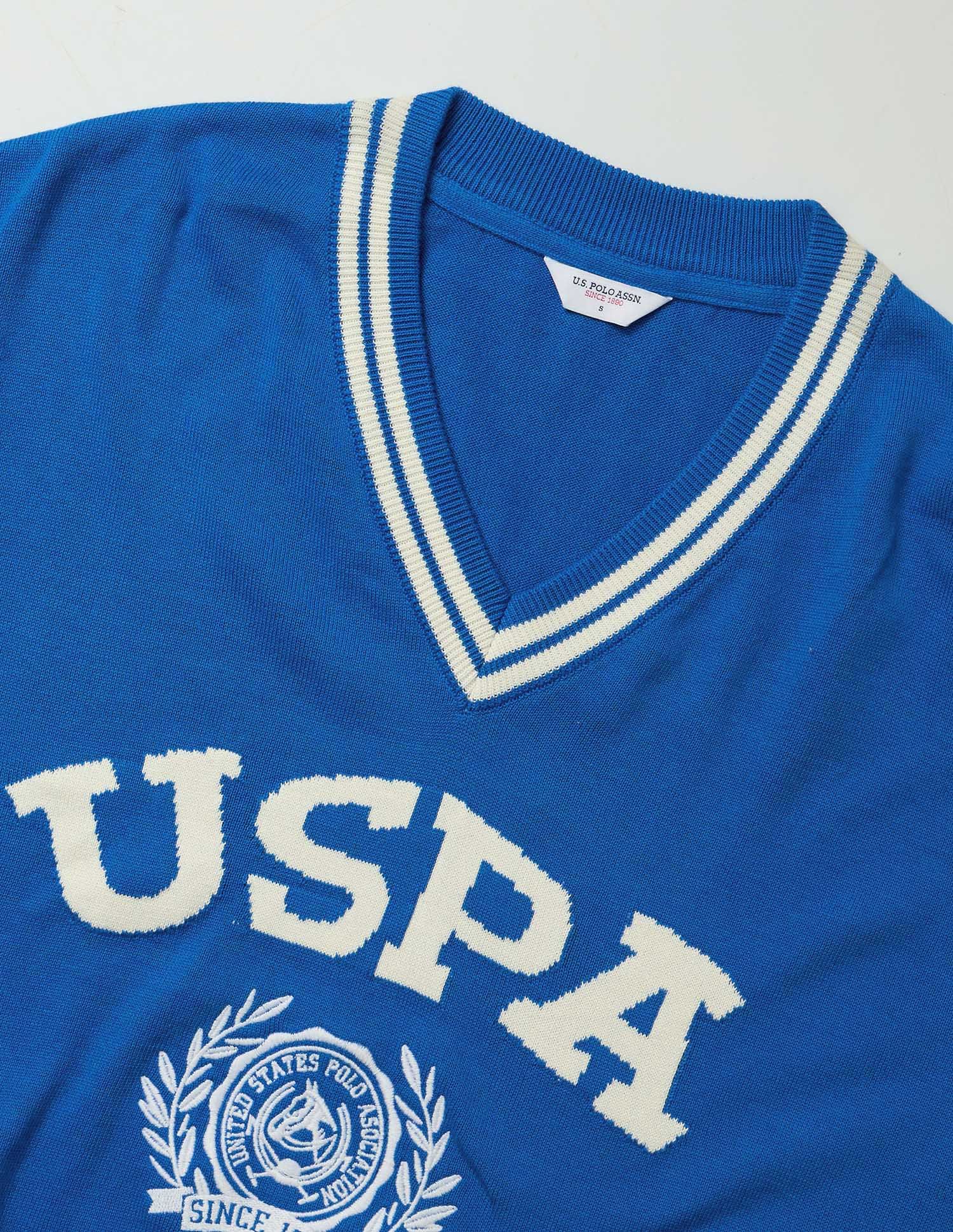 Brand Printed Relaxed Fit Sweater Blue - U.S. POLO ASSN. | Large