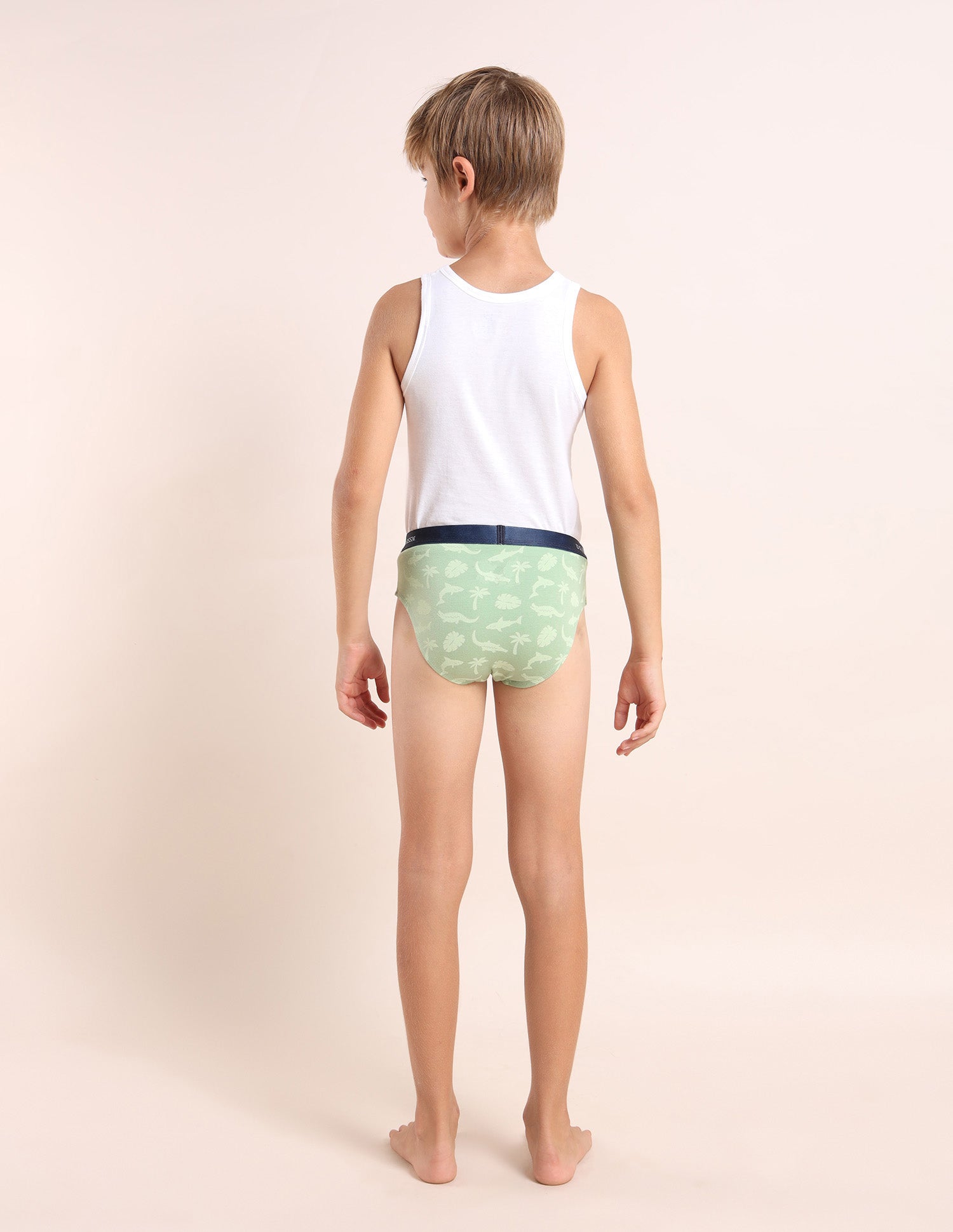 Boys Mid Rise Cotton Spandex Briefs - Pack Of 3 Navy, Green and Navy - U.S. POLO ASSN. | Large
