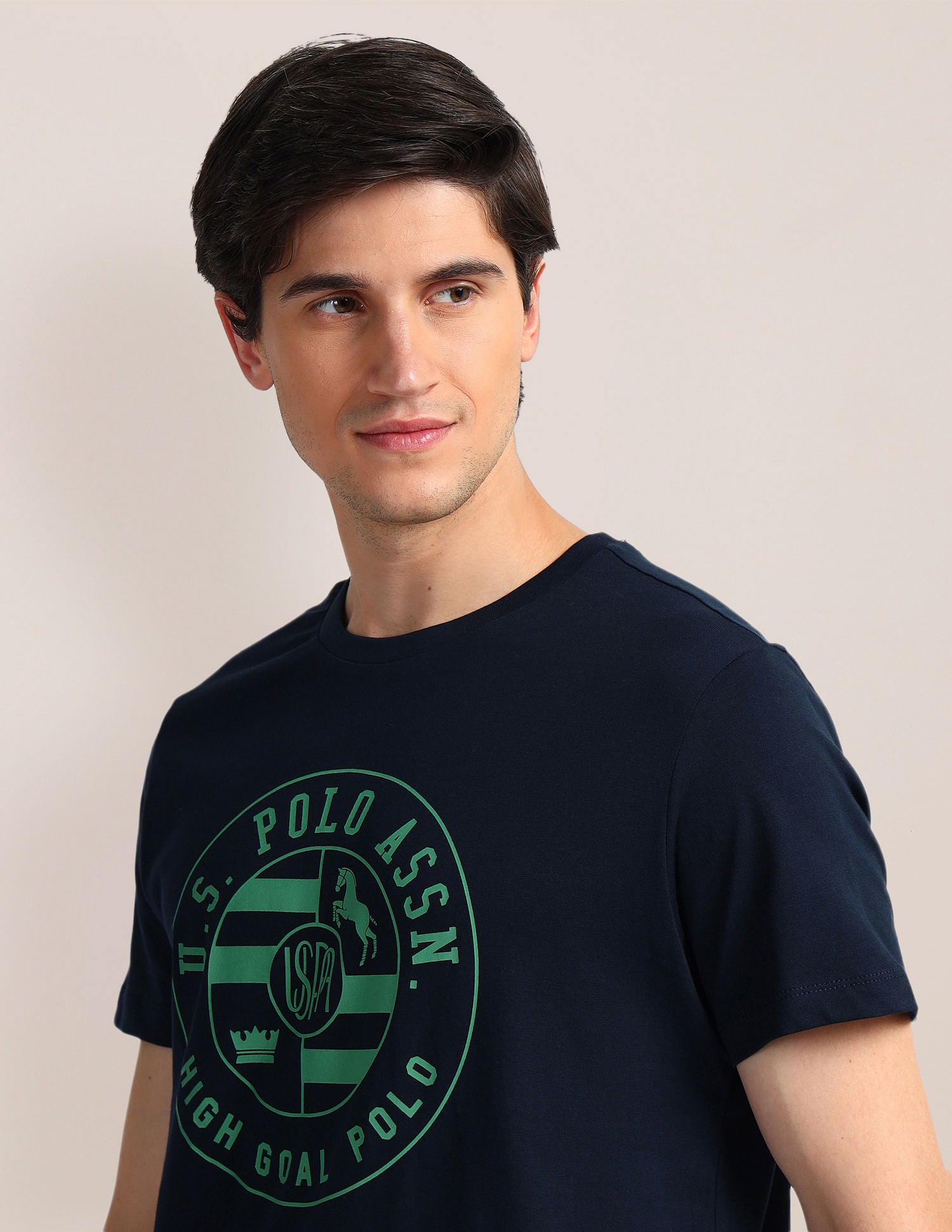 Brand Print Slim Fit T-Shirt Navy - U.S. Polo Assn. India | Large