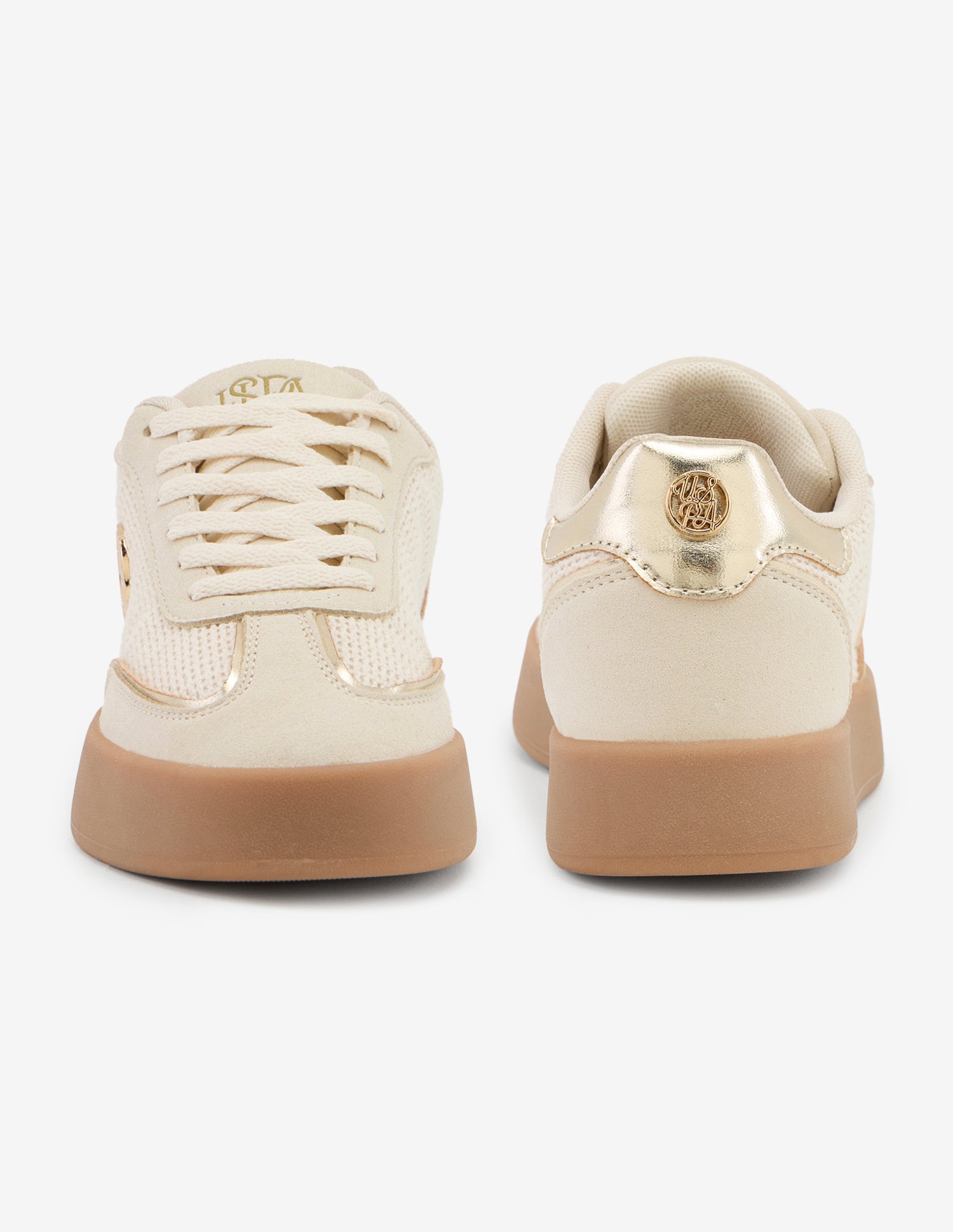 Textured Sylvette Suede Sneakers Beige - U.S. Polo Assn. India | Large