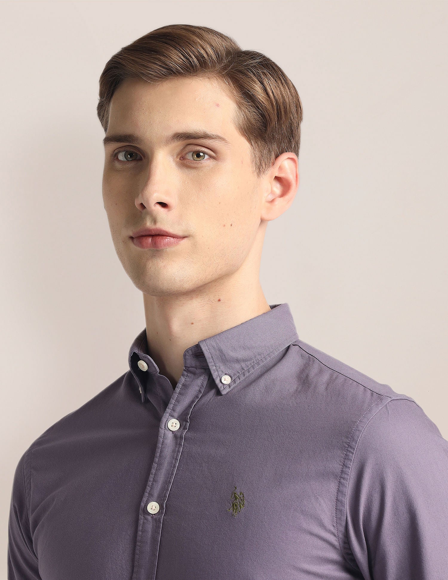 Solid Dobby Shirt Purple - U.S. Polo Assn. India | Large