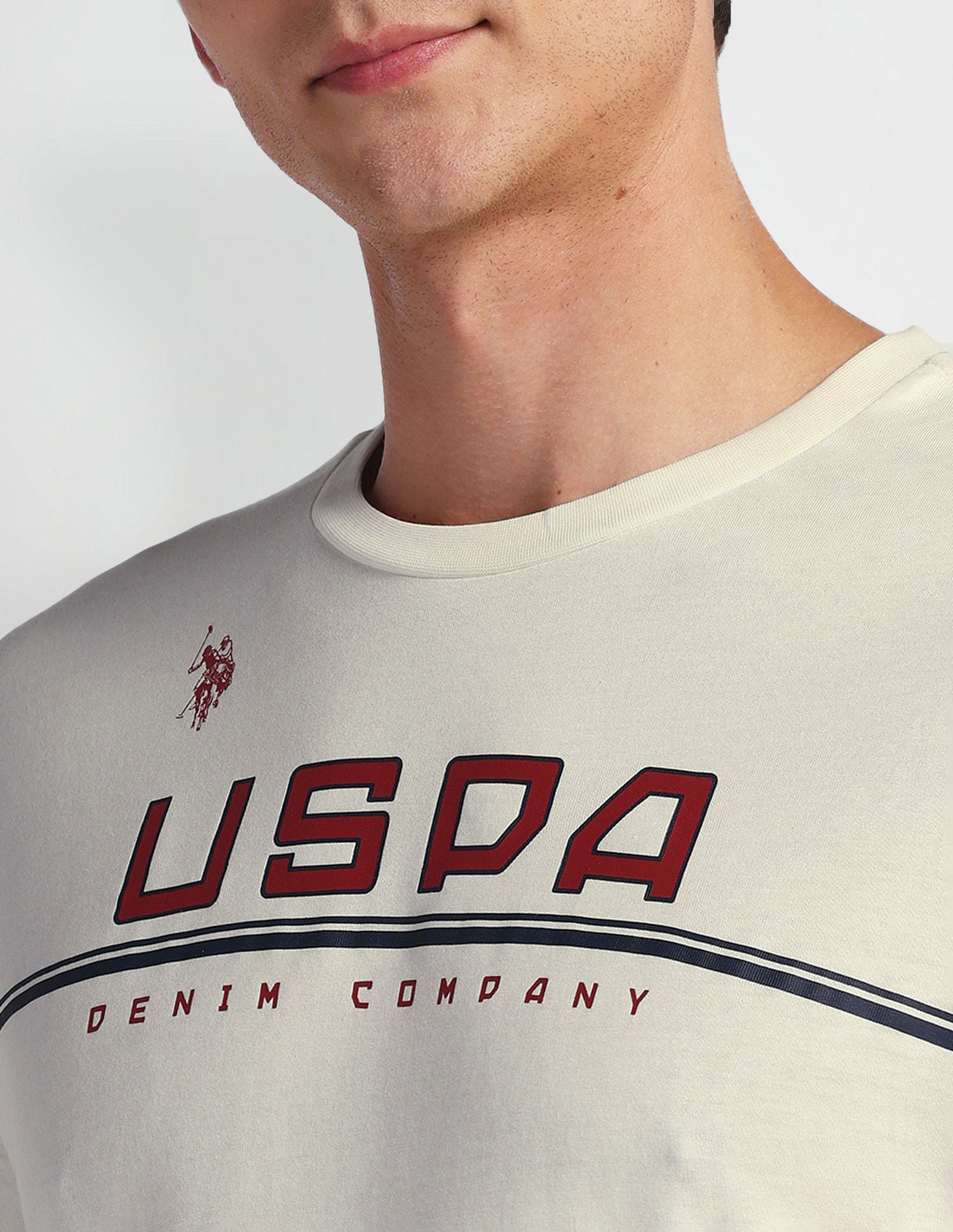 Brand Print Muscle Fit T-Shirt White - U.S. Polo Assn. India | Large
