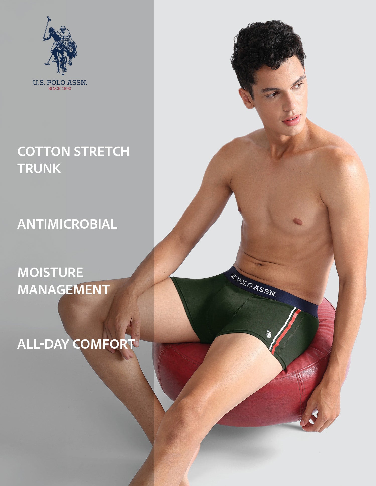 Solid Super Soft ET001 Trunks - Pack Of 1 Olive - U.S. POLO ASSN. | Large