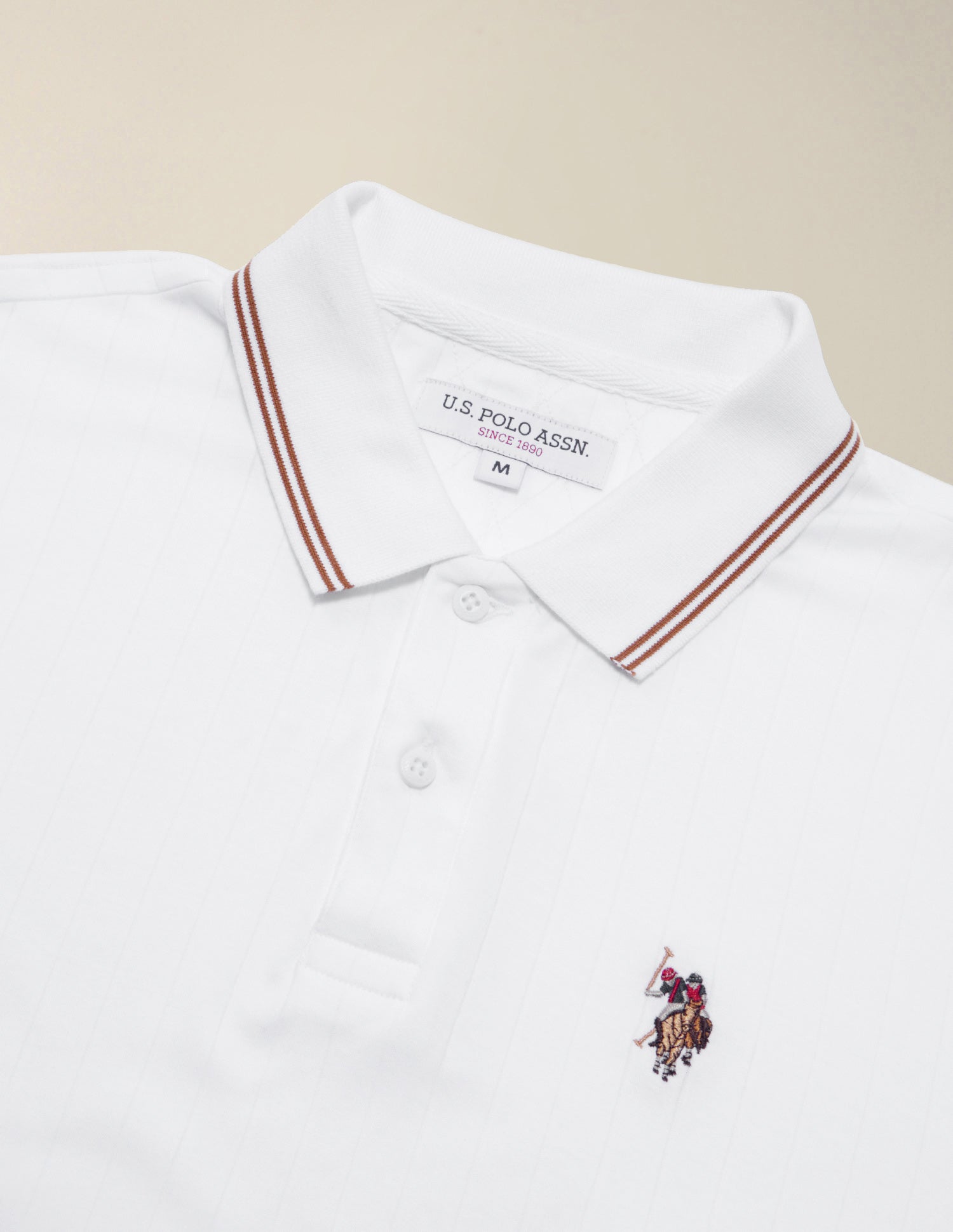 Patterned Knit Slim Fit Polo Shirt White - U.S. Polo Assn. India | Large