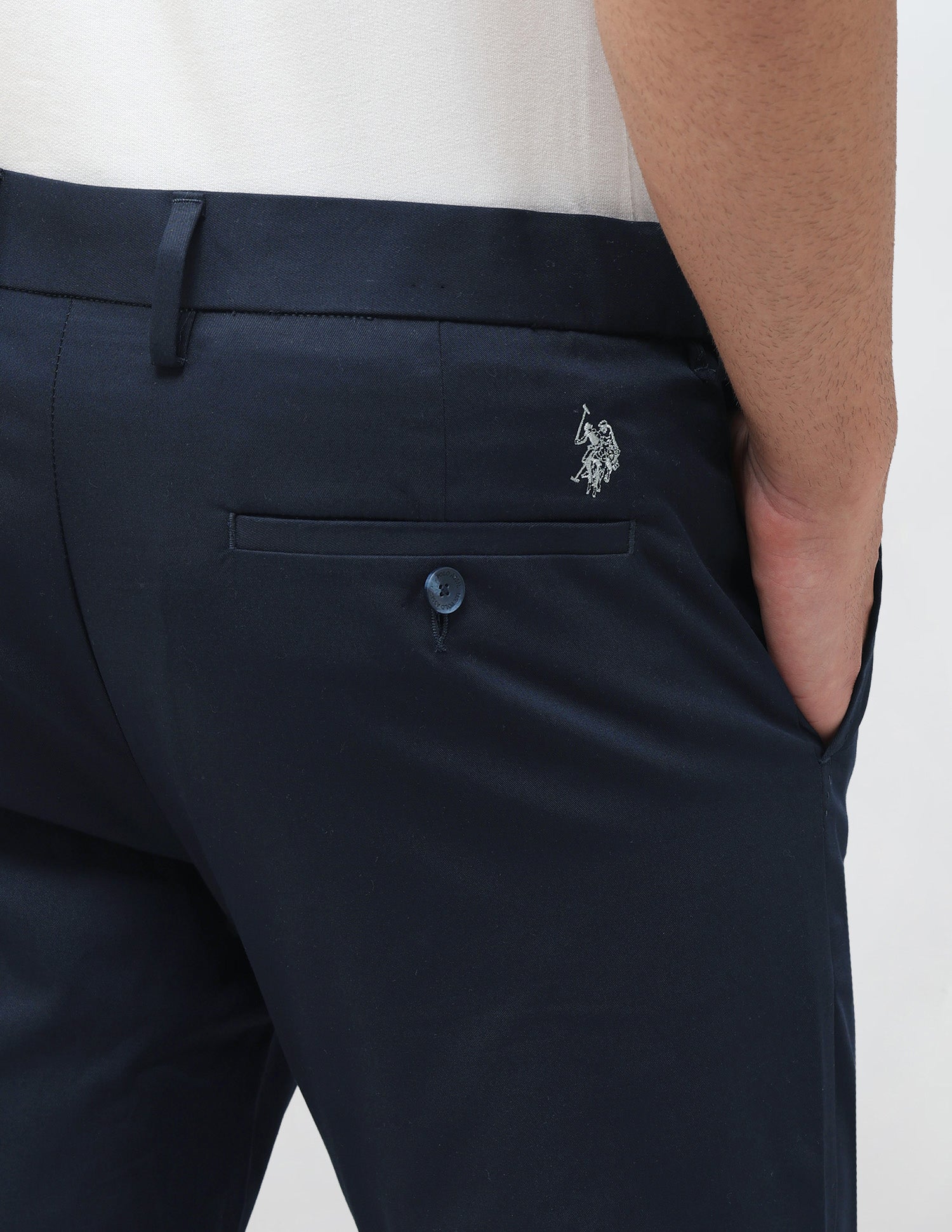 Denver Slim Fit Twill Trousers Navy - U.S. Polo Assn. India | Large