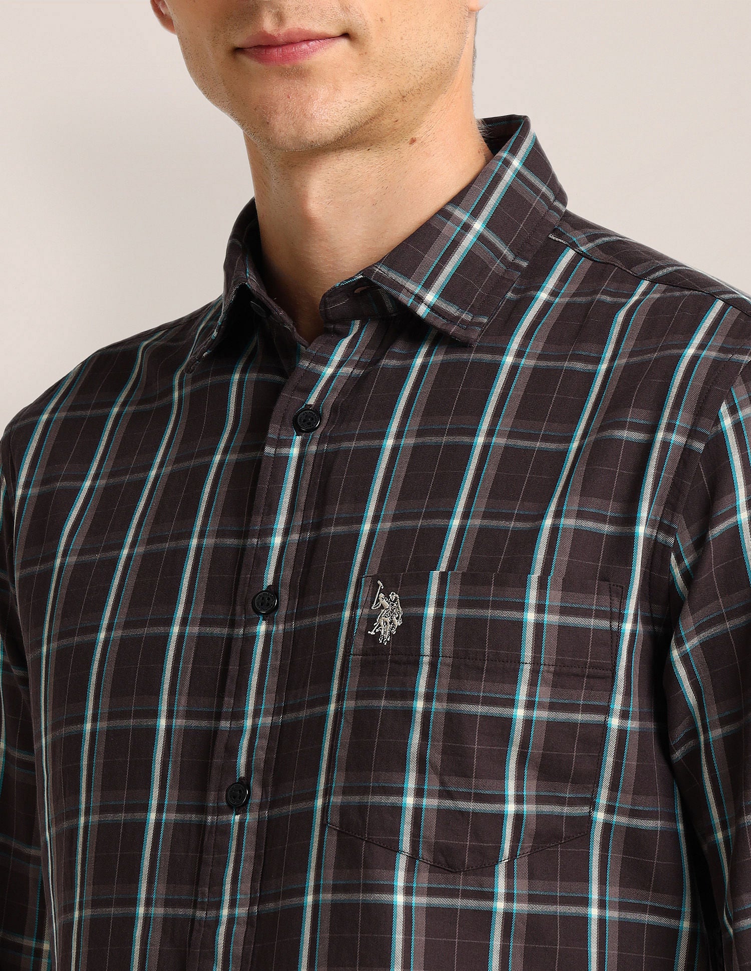 Tartan Checked Regular Fit Shirt Maroon - U.S. Polo Assn. India | Large