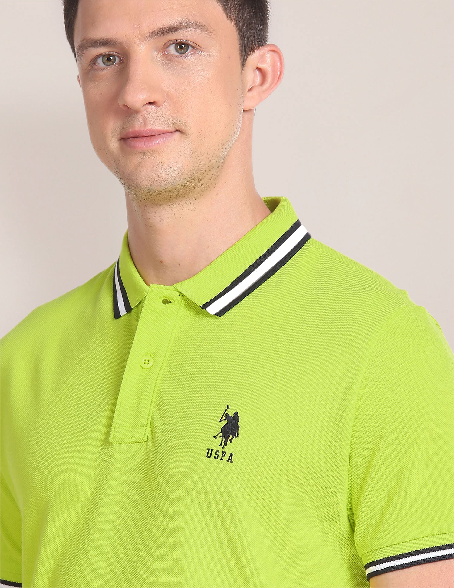 Cotton Solid Polo Shirt Lime Green - U.S. POLO ASSN. | Large