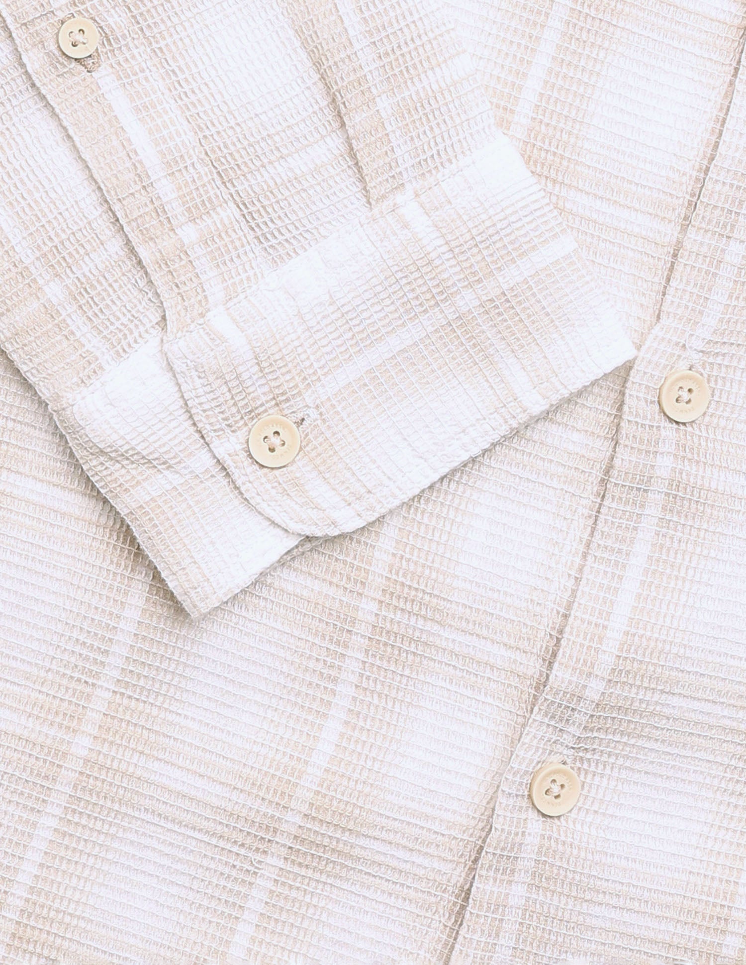 Windowpane Checked Pure Cotton Shirt Ecru - U.S. Polo Assn. India | Large