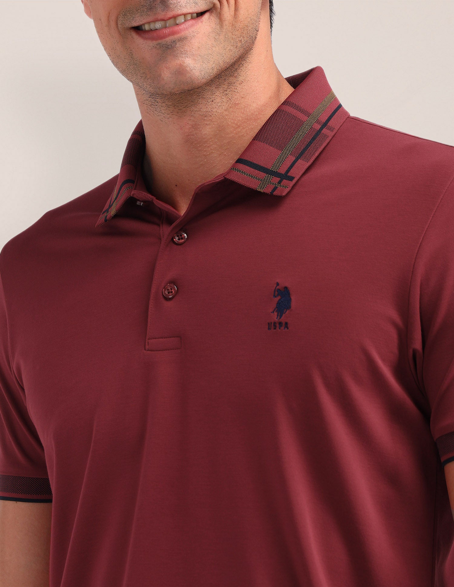 Solid Slim Fit Polo Shirt Red - U.S. Polo Assn. India | Large