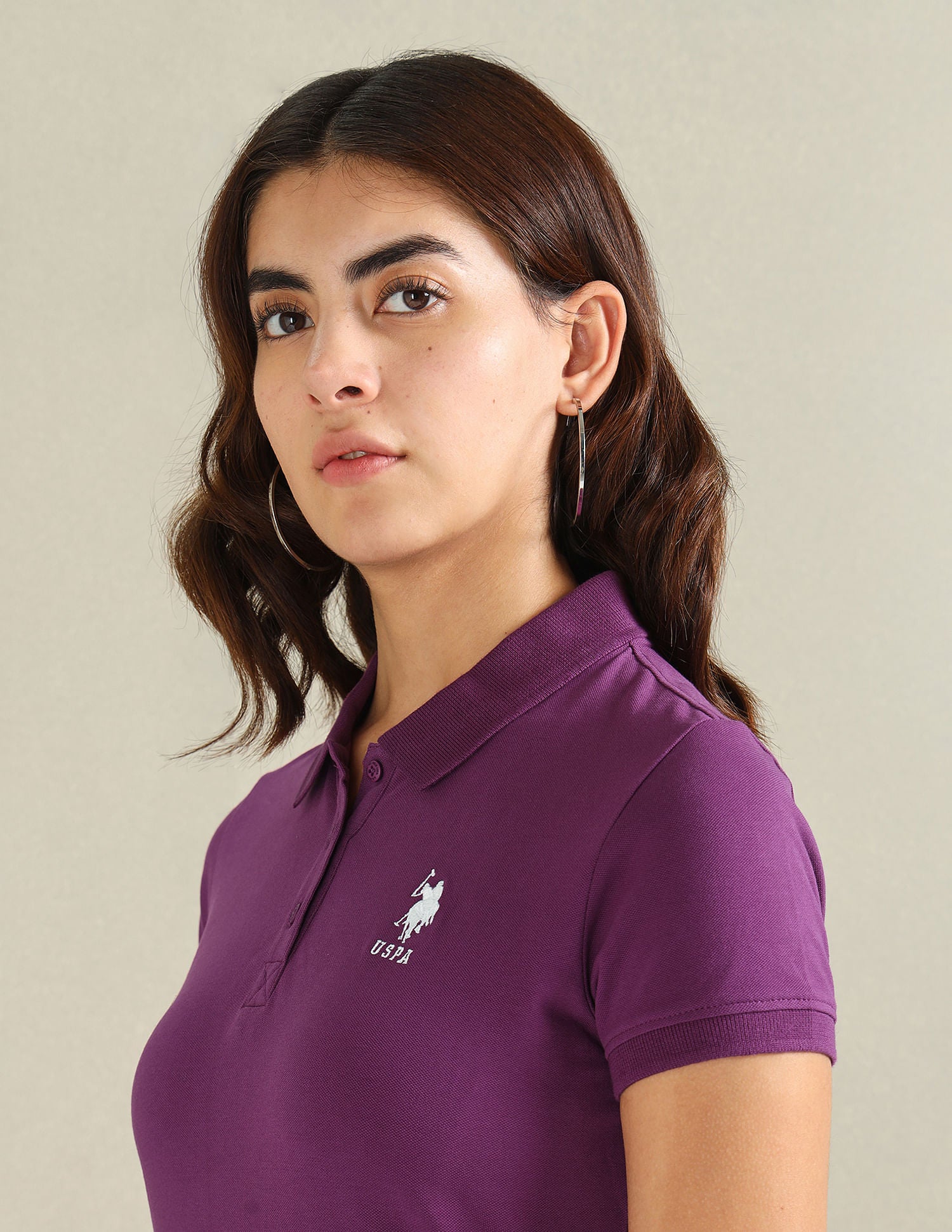 Cotton Stretch Logo Polo Shirt Purple - U.S. POLO ASSN. | Large