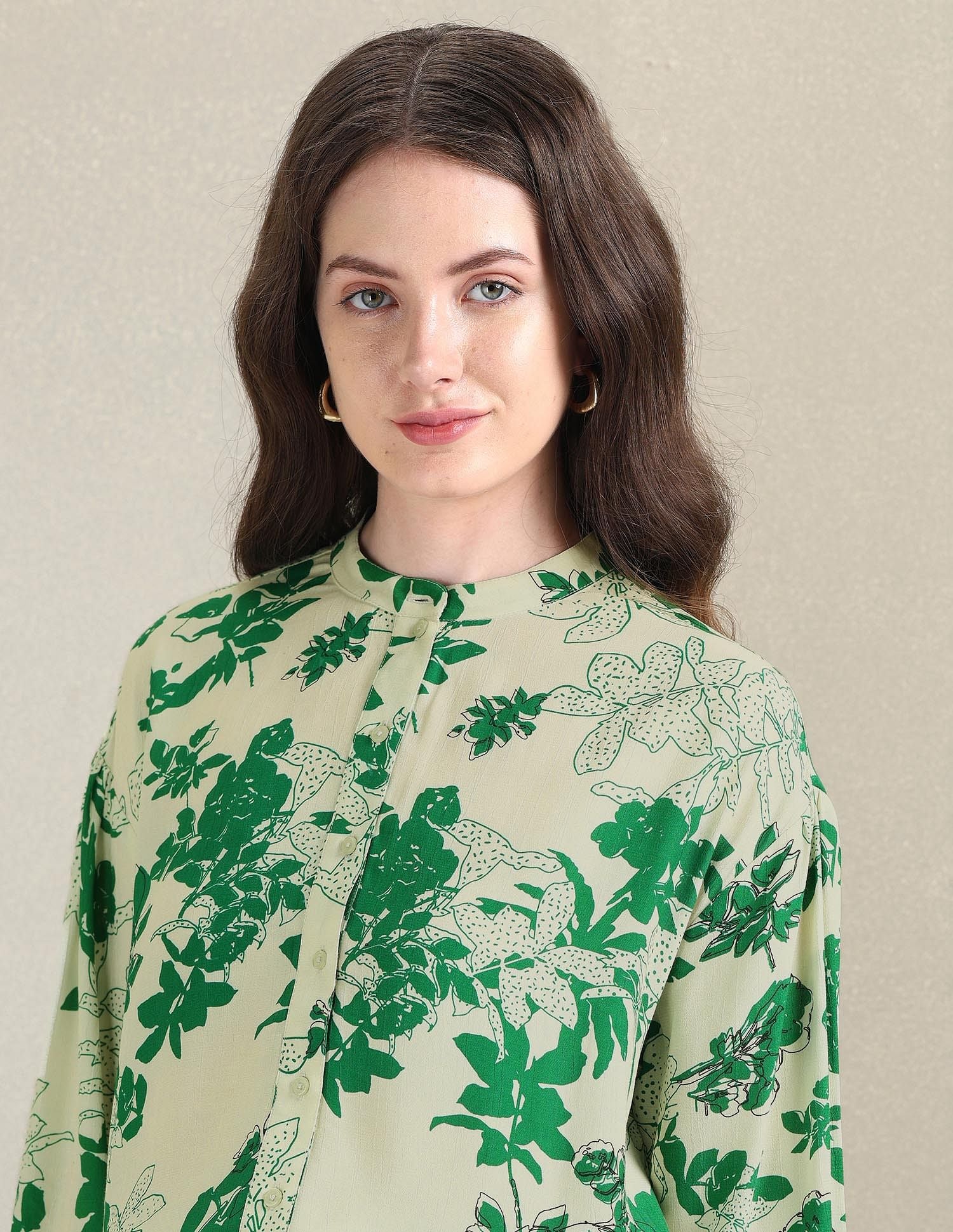 Viscose Floral Top Green and White - U.S. Polo Assn. India | Large