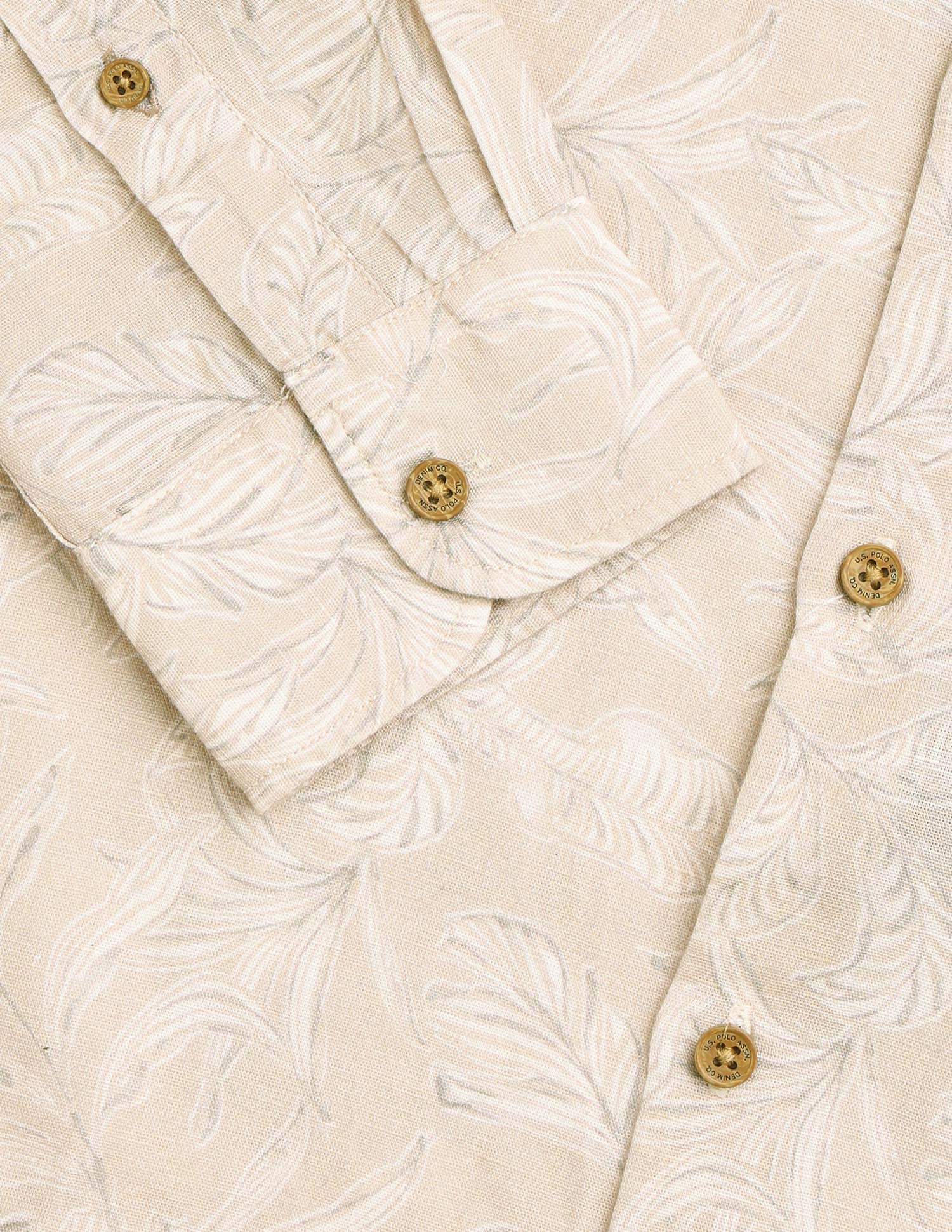 Tropical Printed Regular Fit Shirt Beige - U.S. POLO ASSN. | Large