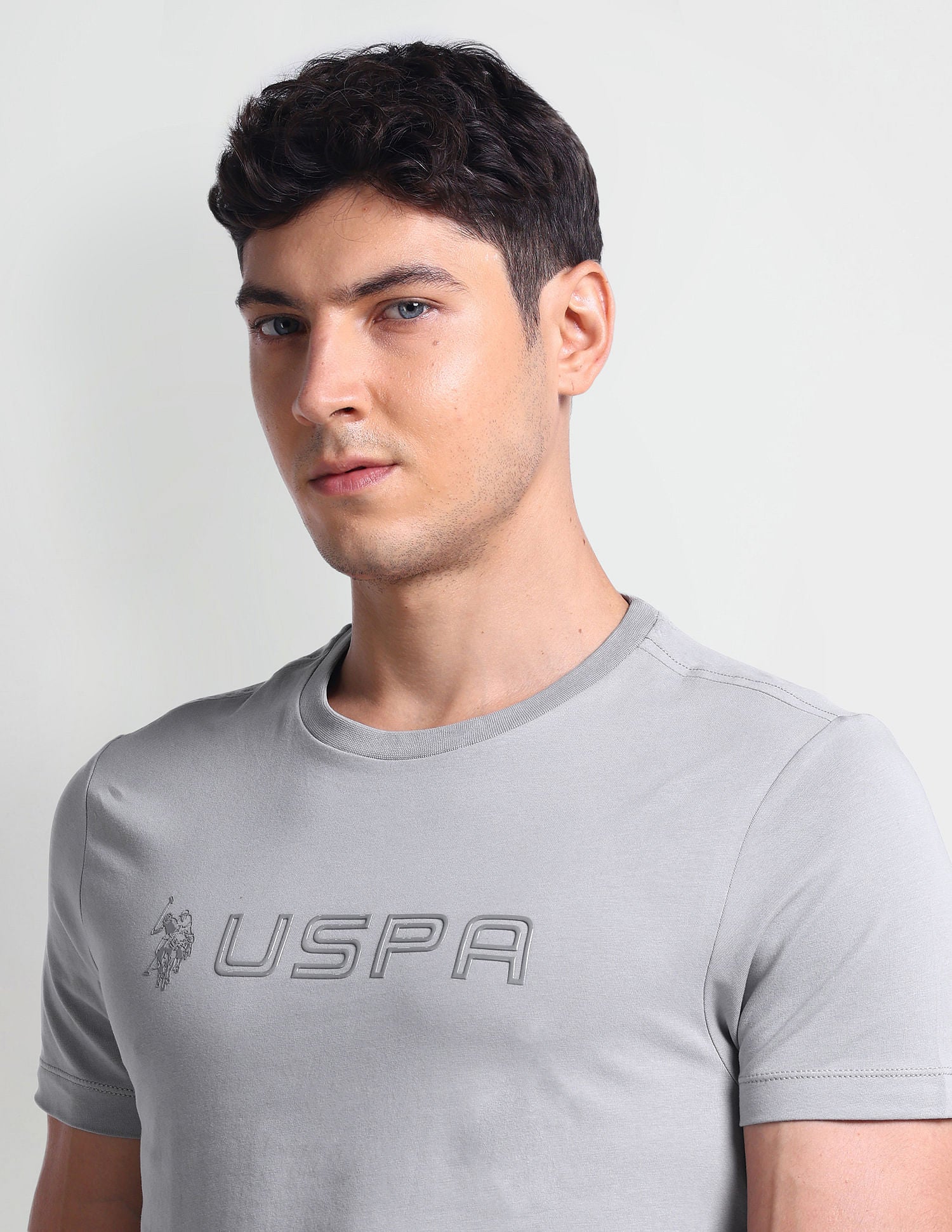 Muscle Fit Brand Print T-Shirt Grey - U.S. Polo Assn. India | Large