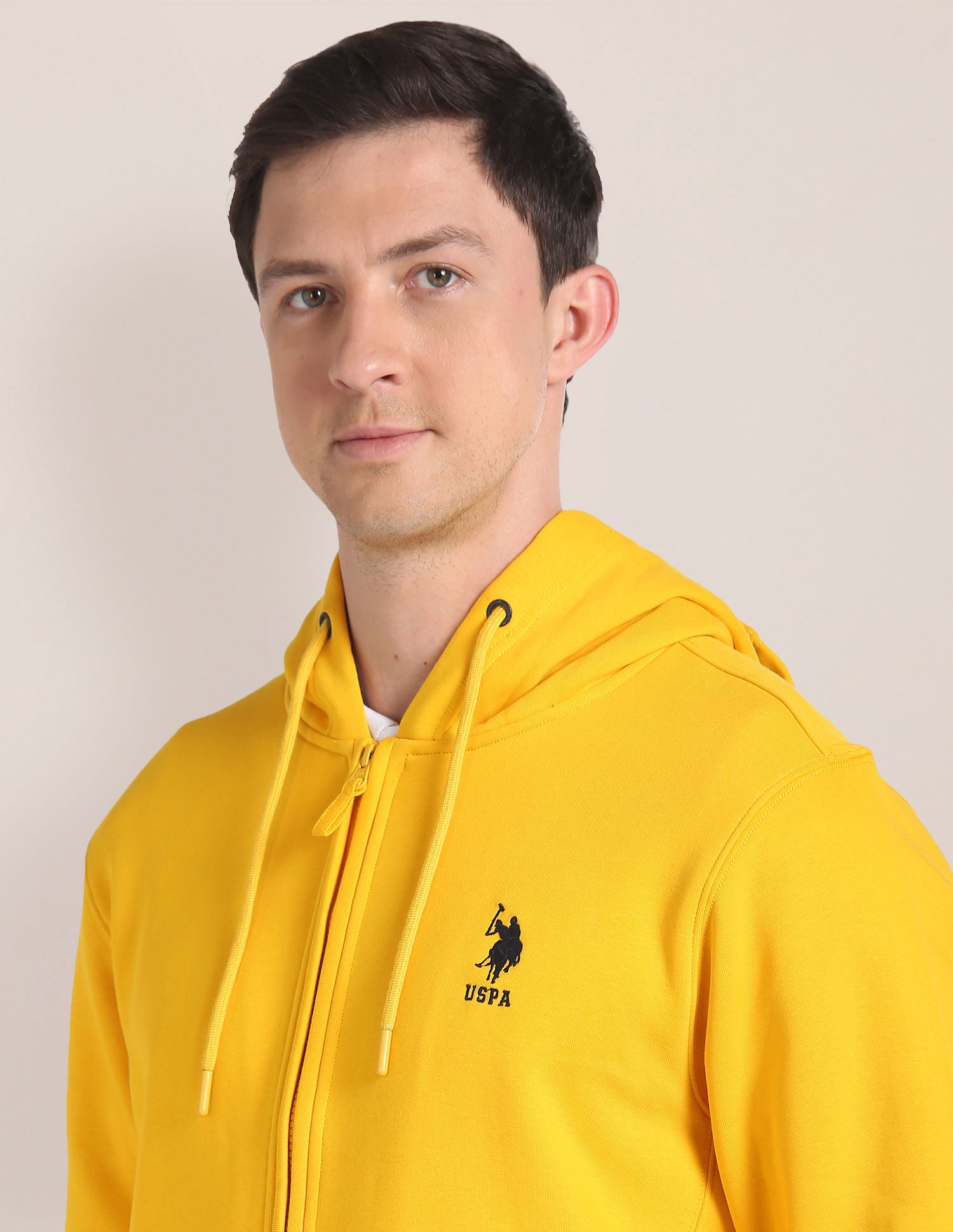 Solid Hooded Sweatshirt Yellow - U.S. POLO ASSN. | Large
