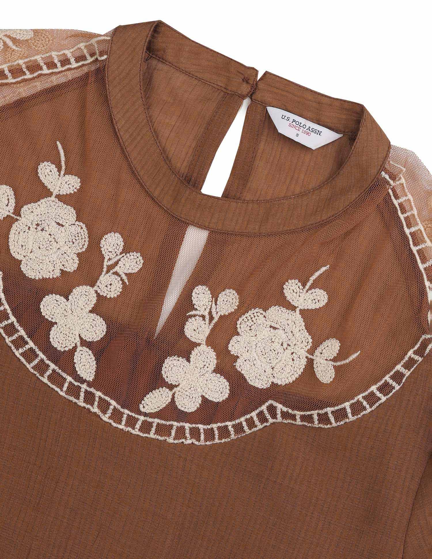 Floral embroidered Top Brown - U.S. POLO ASSN. | Large