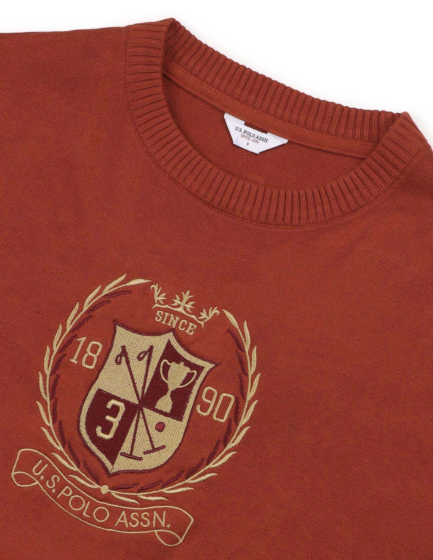 Drop Shoulder Relaxed Fit Sweater Orange - U.S. POLO ASSN. | Large