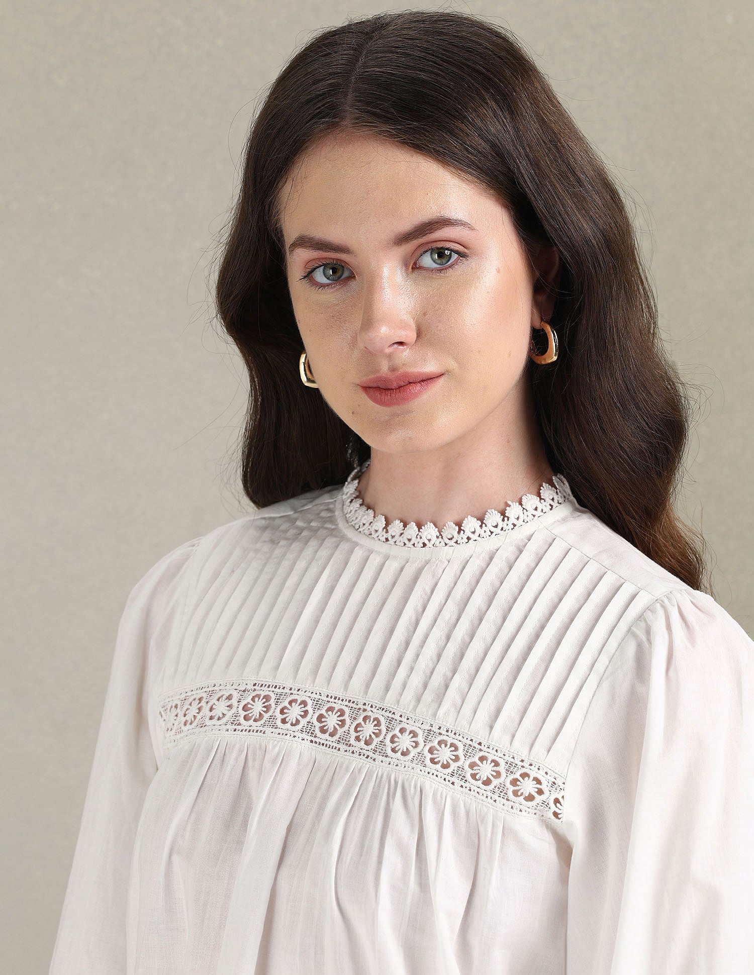 Lace Detail Cotton Top White - U.S. POLO ASSN. | Large