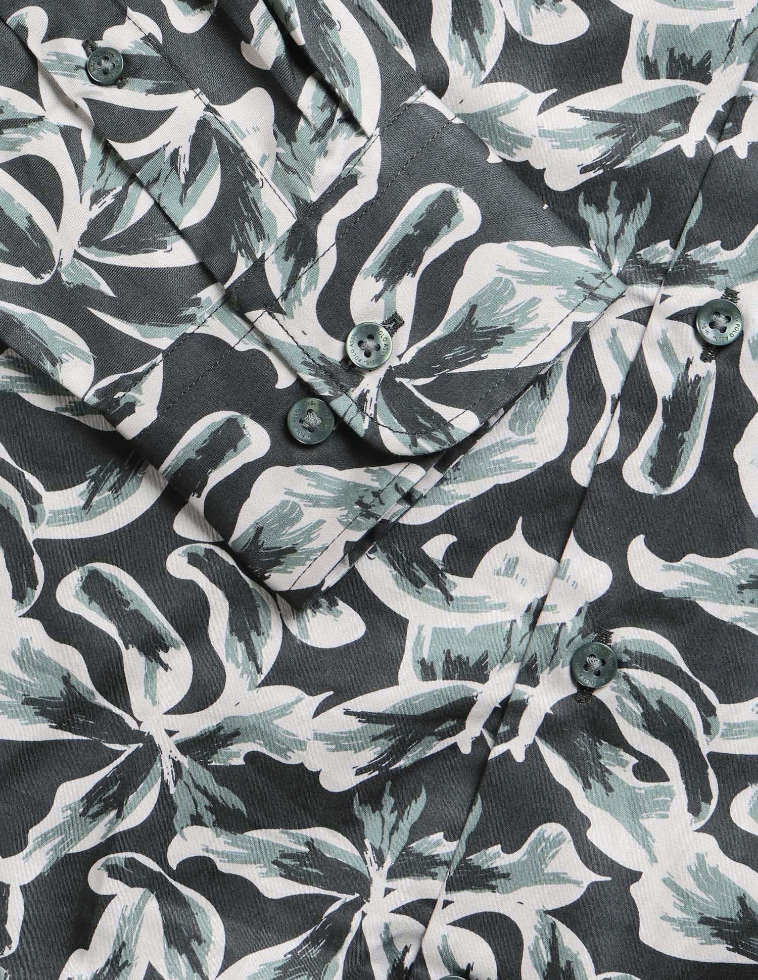 Abstract Printed Satin Shirt Olive - U.S. Polo Assn. India | Large