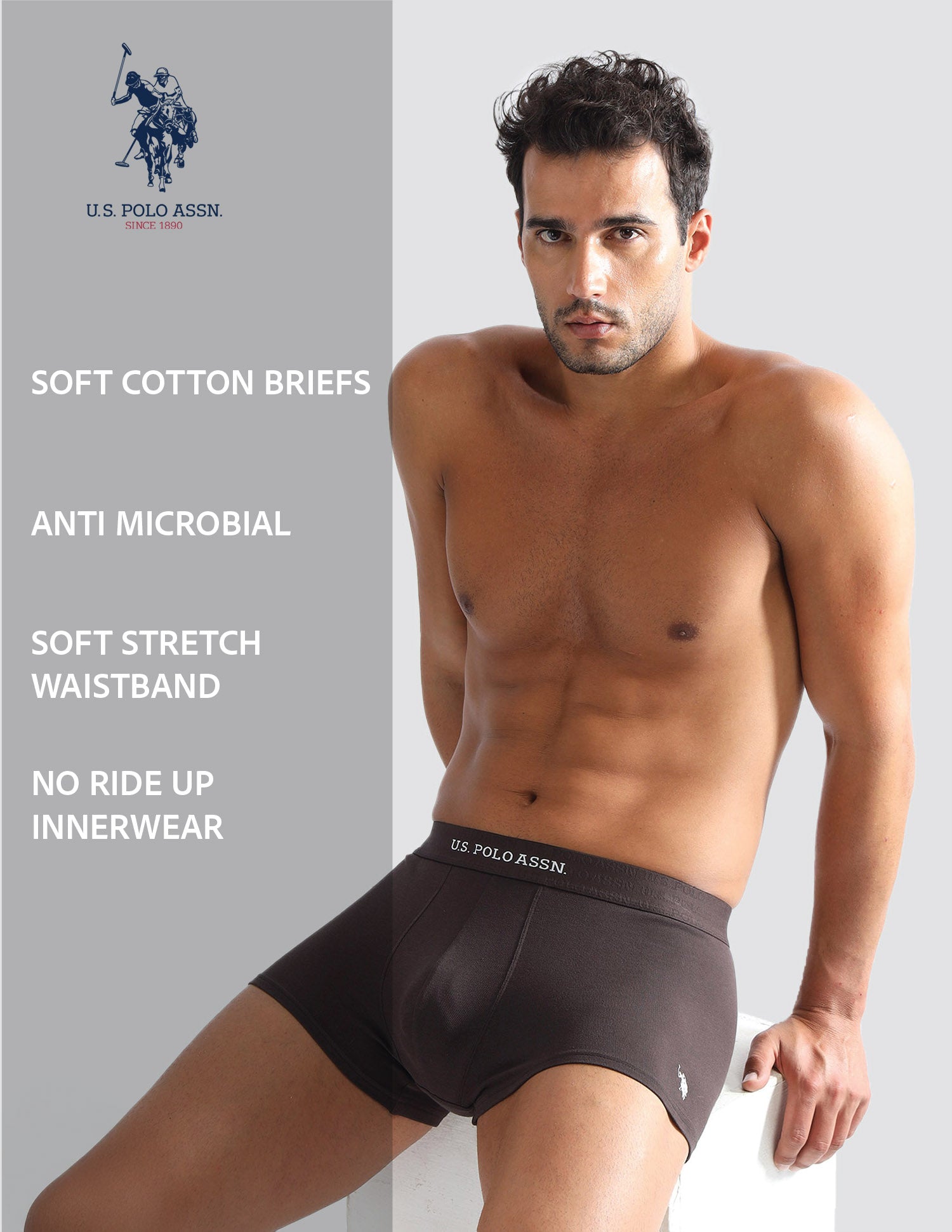 Anti Microbial Solid ET006 Trunks - Pack of 1 Mulch - U.S. POLO ASSN. | Large