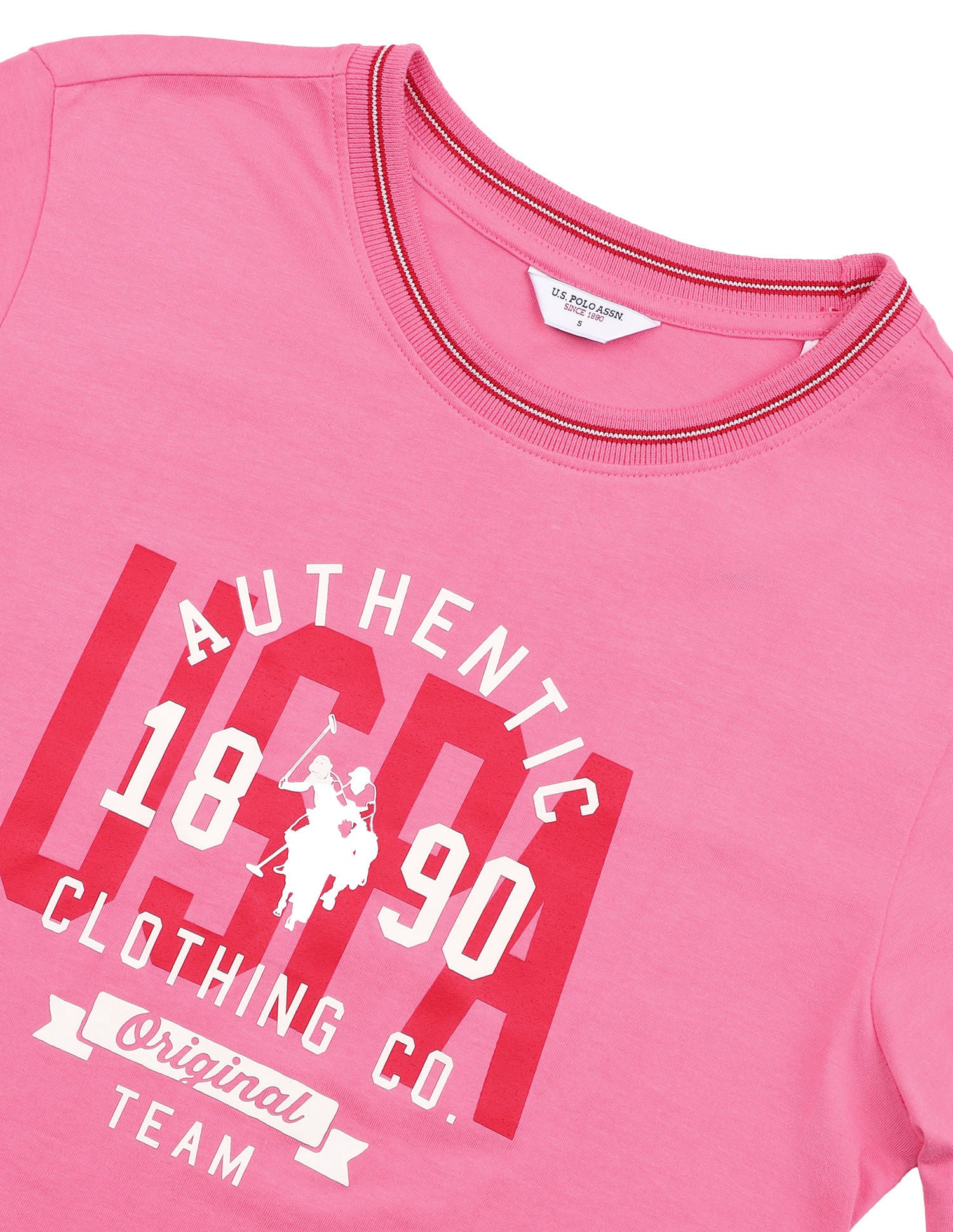 Brand Printed Boxy Fit T-Shirt Pink - U.S. POLO ASSN. | Large