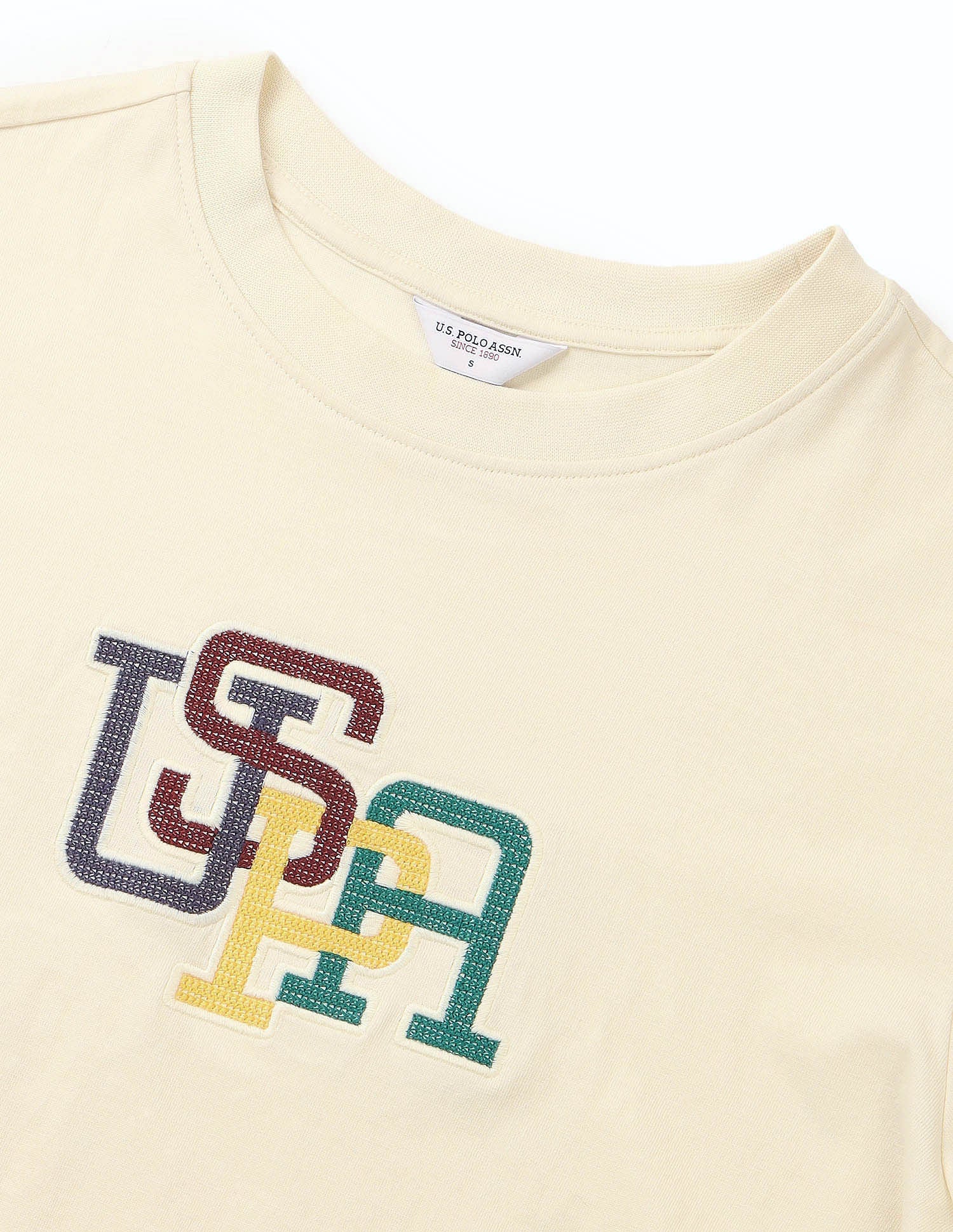 Appliqued Boxy Fit T-Shirt Ecru - U.S. POLO ASSN. | Large