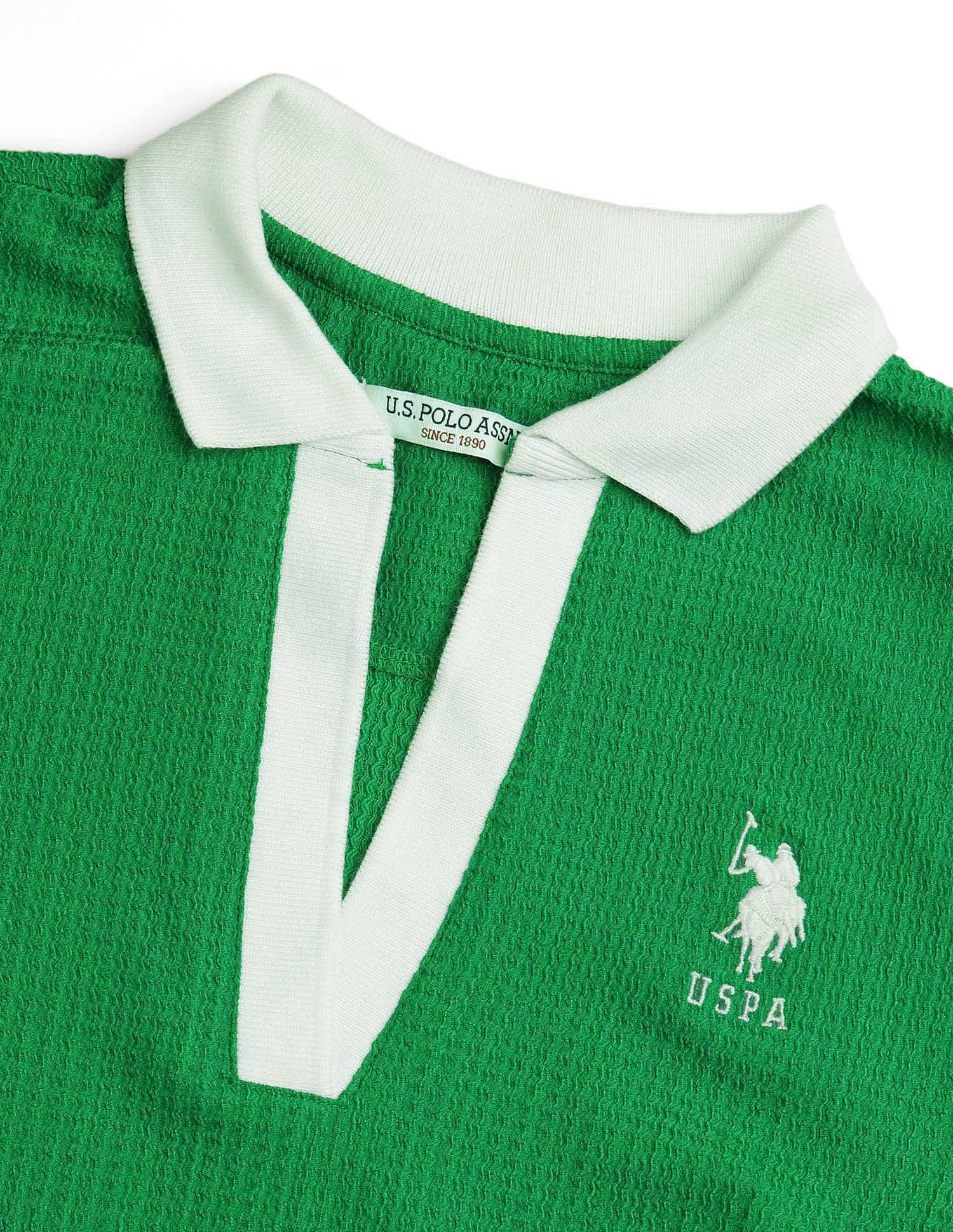Regular Fit Textured Polo Shirt Green - U.S. POLO ASSN. | Large