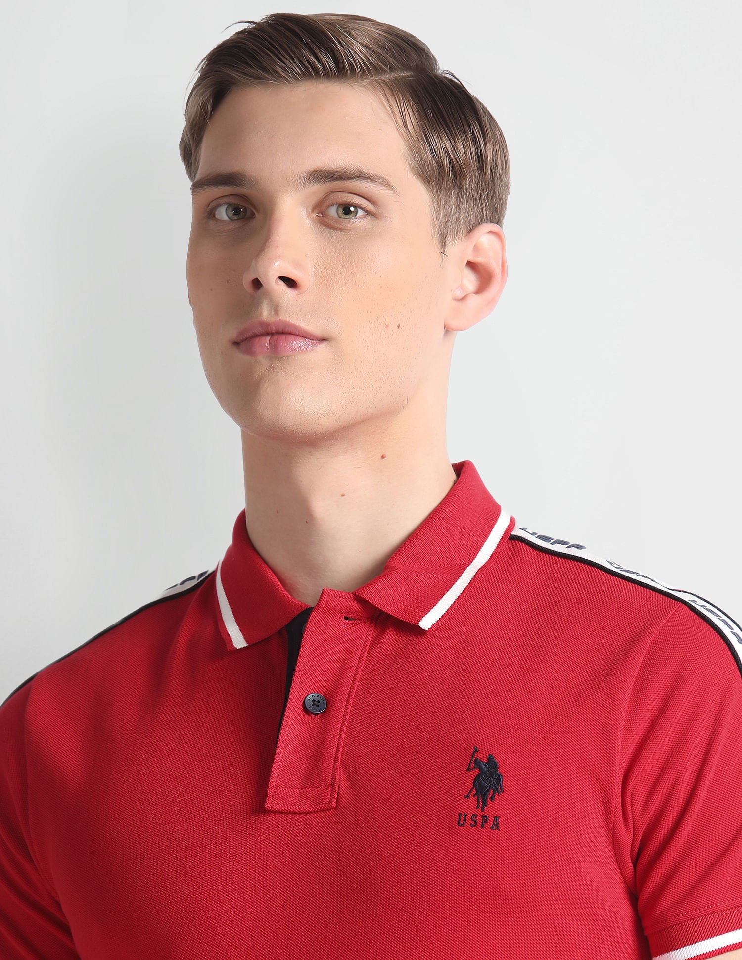 Brand Tape Cotton Polo Shirt Red - U.S. Polo Assn. India | Large