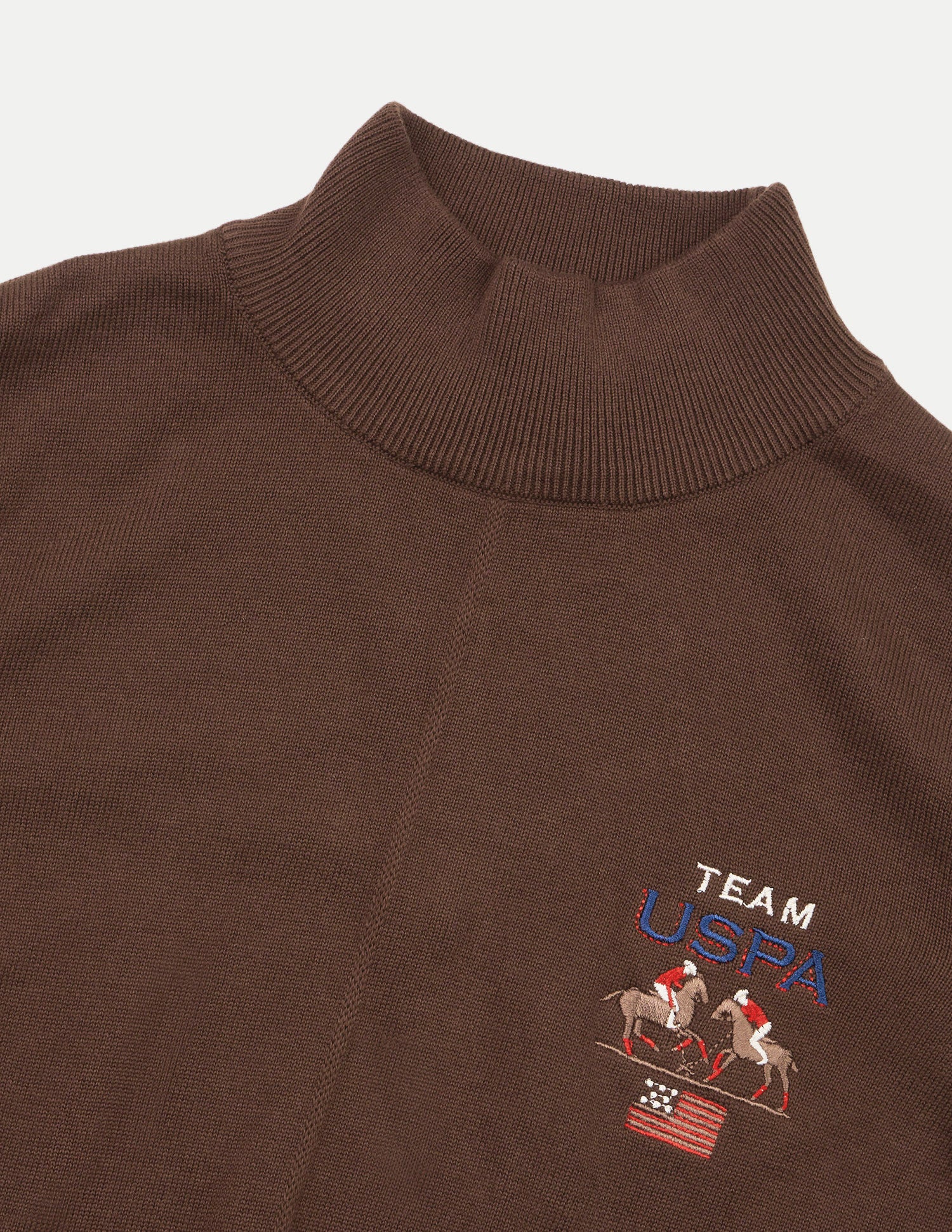 Solid Regular Fit Sweater Brown - U.S. Polo Assn. India | Large