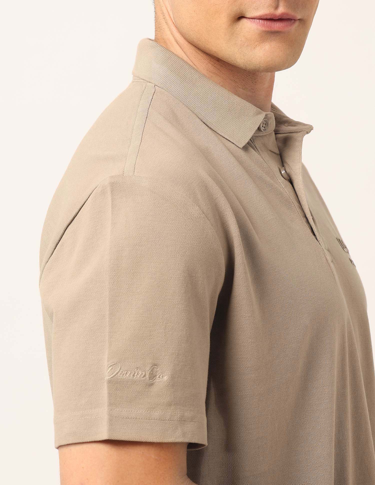 Solid Relaxed Fit Polo Shirt Beige - U.S. Polo Assn. India | Large