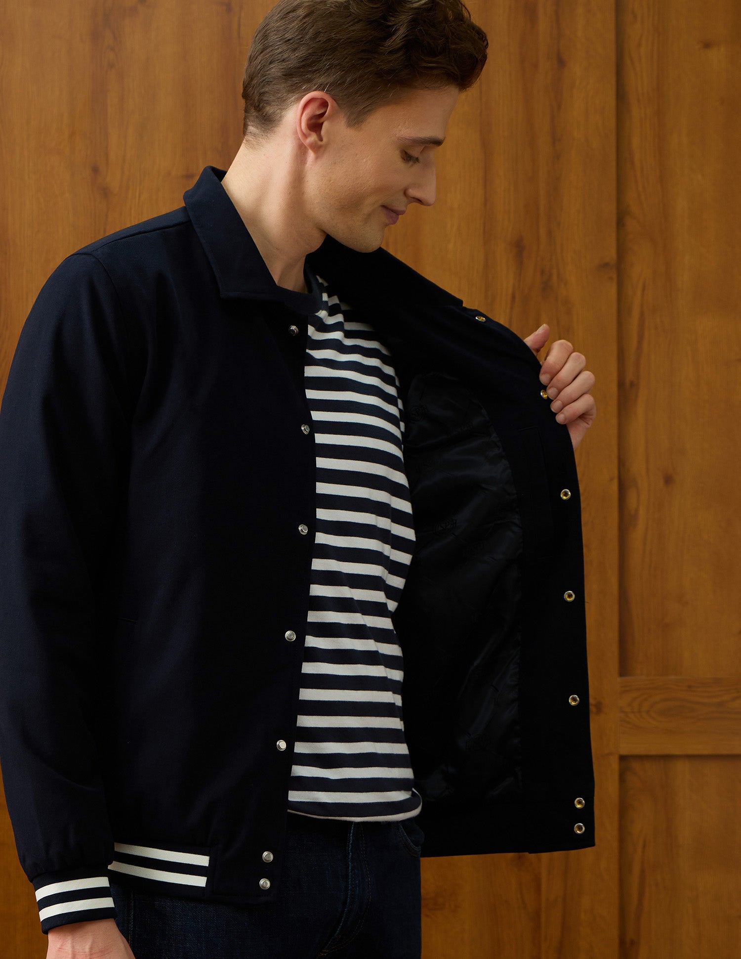 Equestrian Aisle Theater Regular Fit Varsity Jacket Navy - U.S. POLO ASSN. | Large