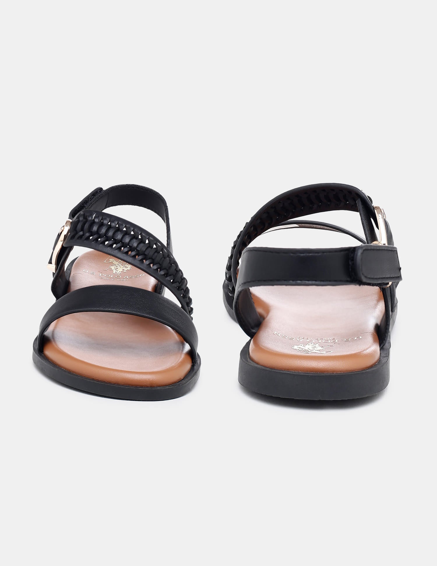 Women Axelle Patterned Vamp Strap Sandals Black - U.S. Polo Assn. India | Large