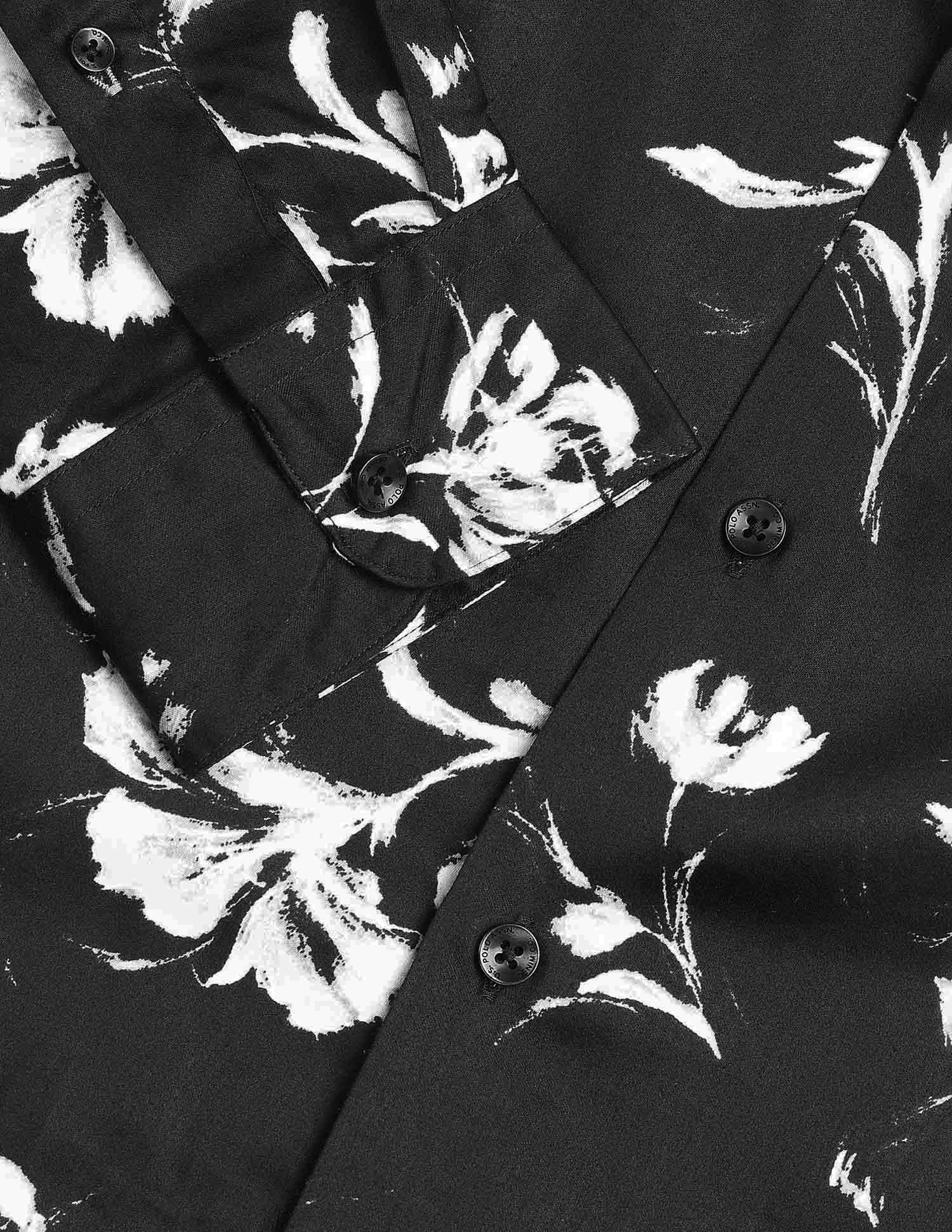 Floral Printed Satin Shirt Black - U.S. Polo Assn. India | Large
