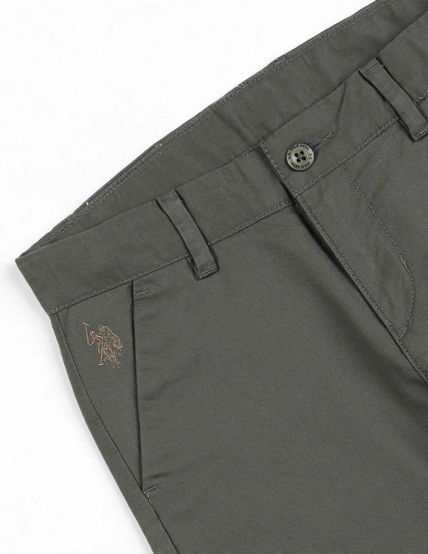 Mid Rise Twill Solid Trousers Olive - U.S. POLO ASSN. | Large