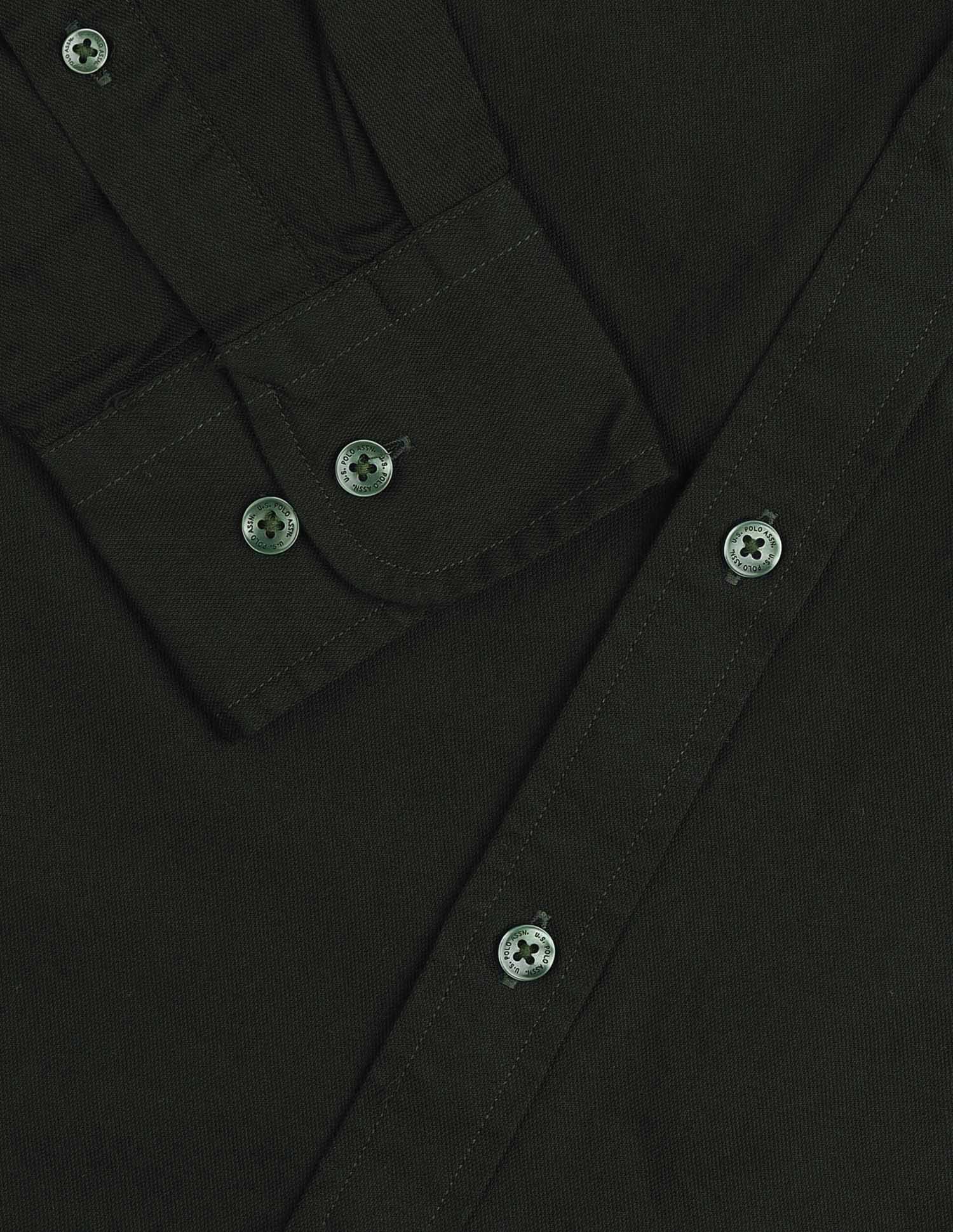 Tailored Fit Pure Cotton Shirt Dark Olive - U.S. Polo Assn. India | Large