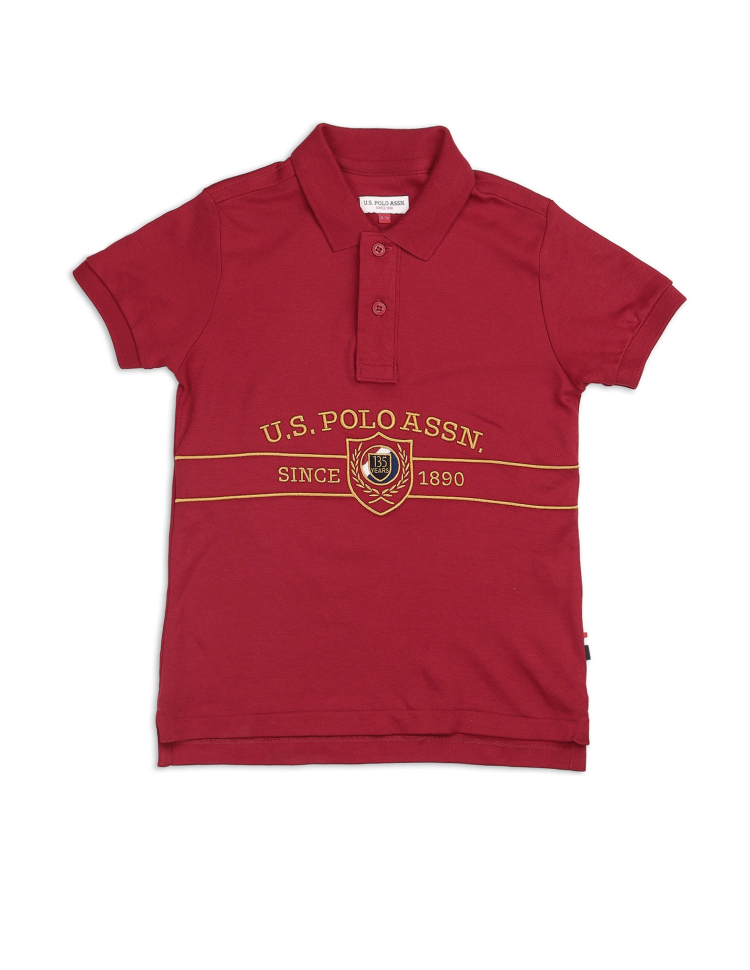Boys Brand Embroidered Pure Cotton Polo Shirt Red - U.S. POLO ASSN. | Large