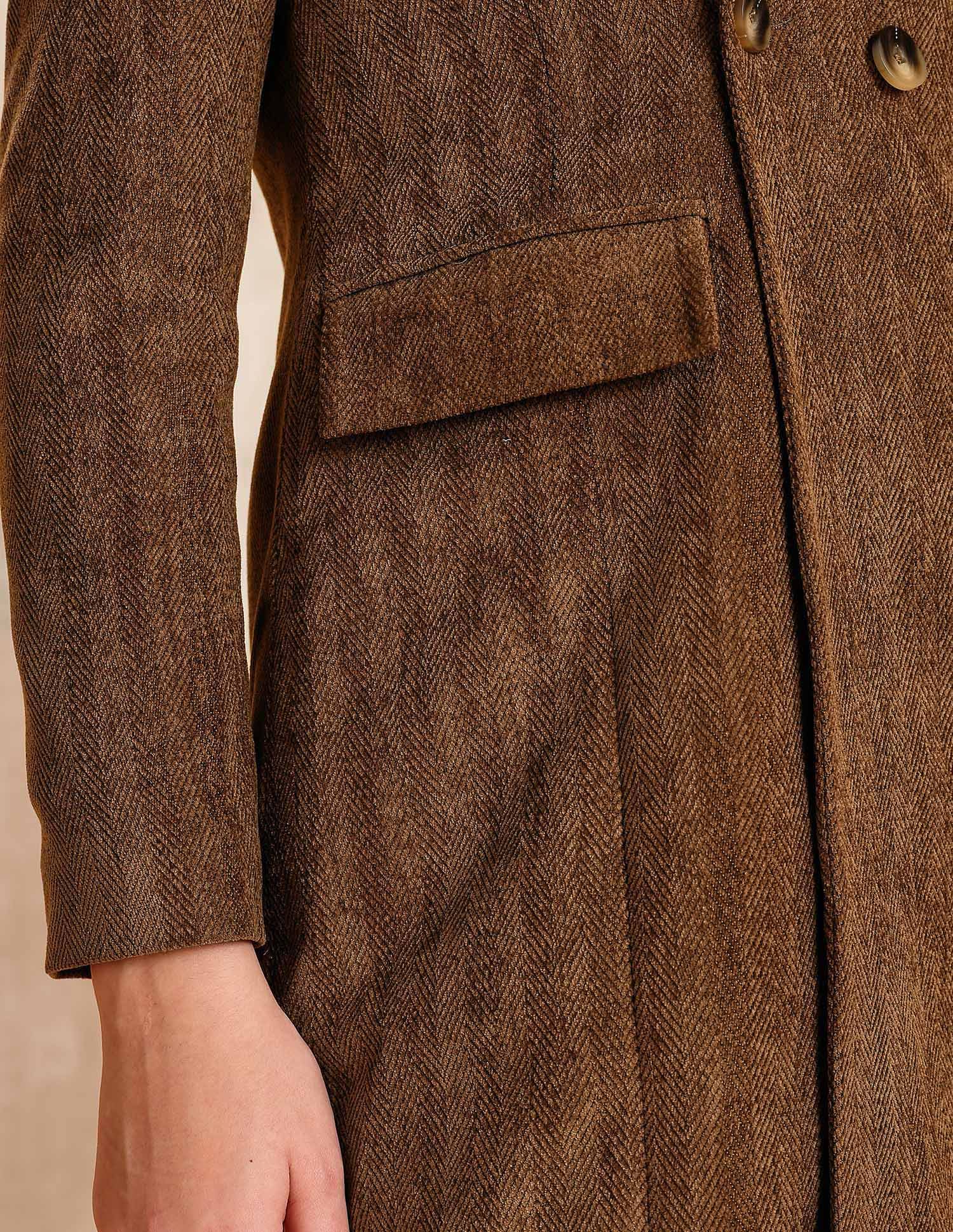 Double Breasted Notch Lapel Coat Brown - U.S. POLO ASSN. | Large