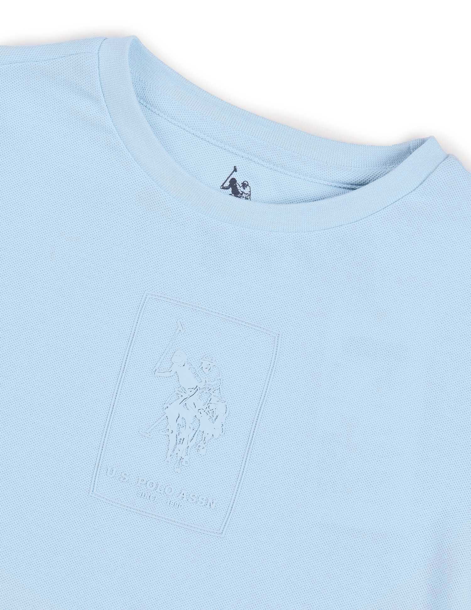 Boys Brand Printed Regular Fit T-Shirt Light Blue - U.S. POLO ASSN. | Large