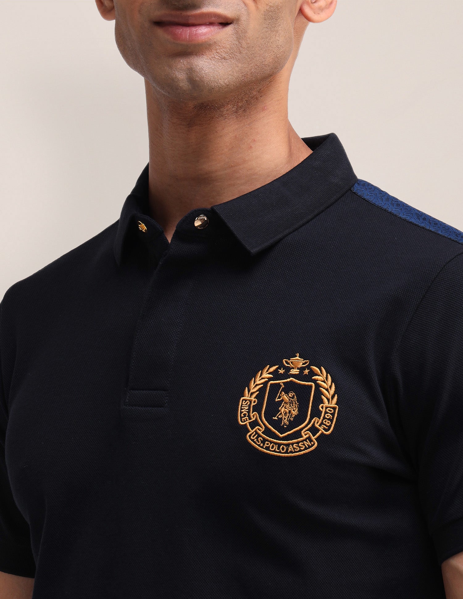 Solid Cotton Muscle Fit Polo Shirt Navy - U.S. POLO ASSN. | Large