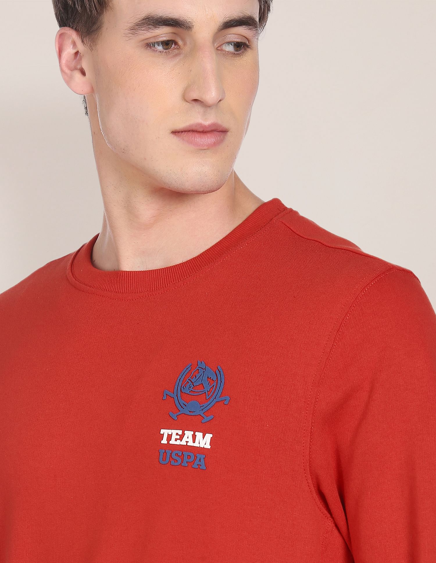 Crew Neck Solid Sweatshirt Red - U.S. POLO ASSN. | Large