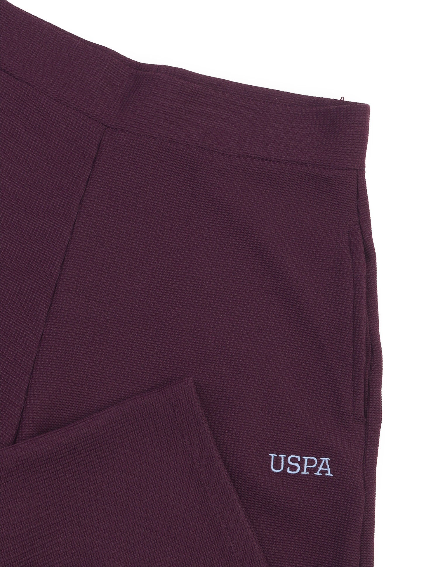 Waffle Textured Wide Leg Fit Pants Wine - U.S. Polo Assn. India | Large