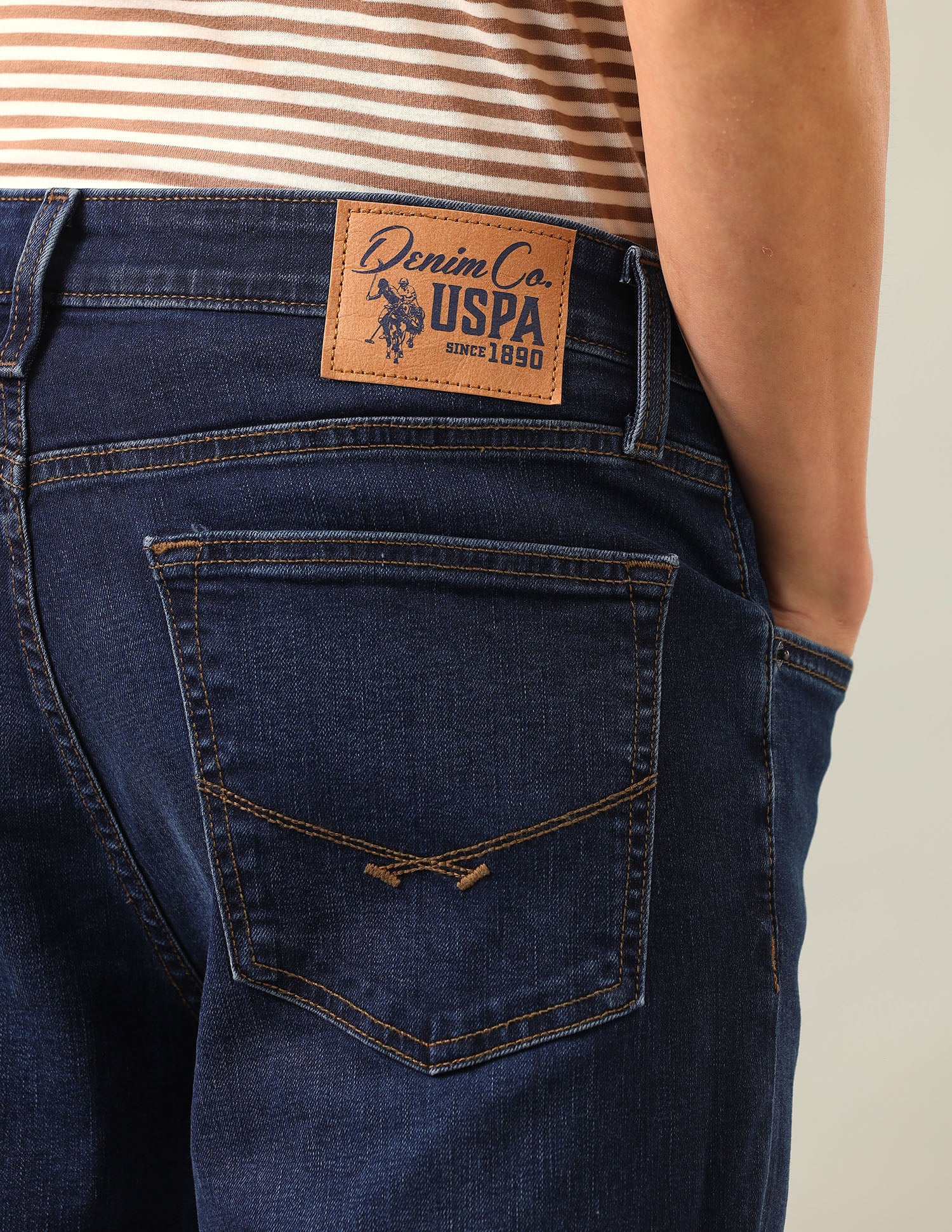 Cole Comfort Cropped Fit Blue Jeans Dark Blue - U.S. Polo Assn. India | Large